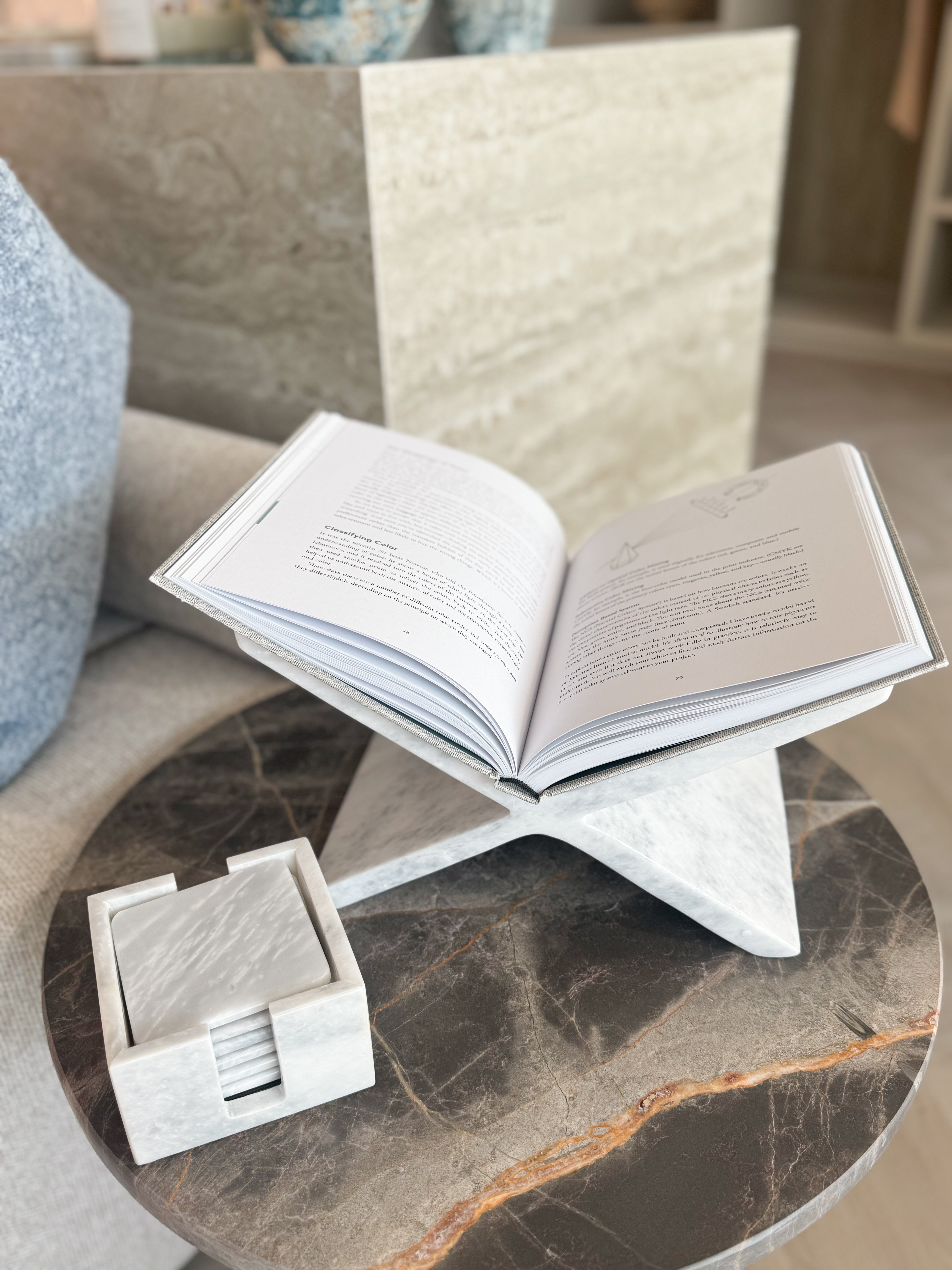 Aria White Marble Book Stand