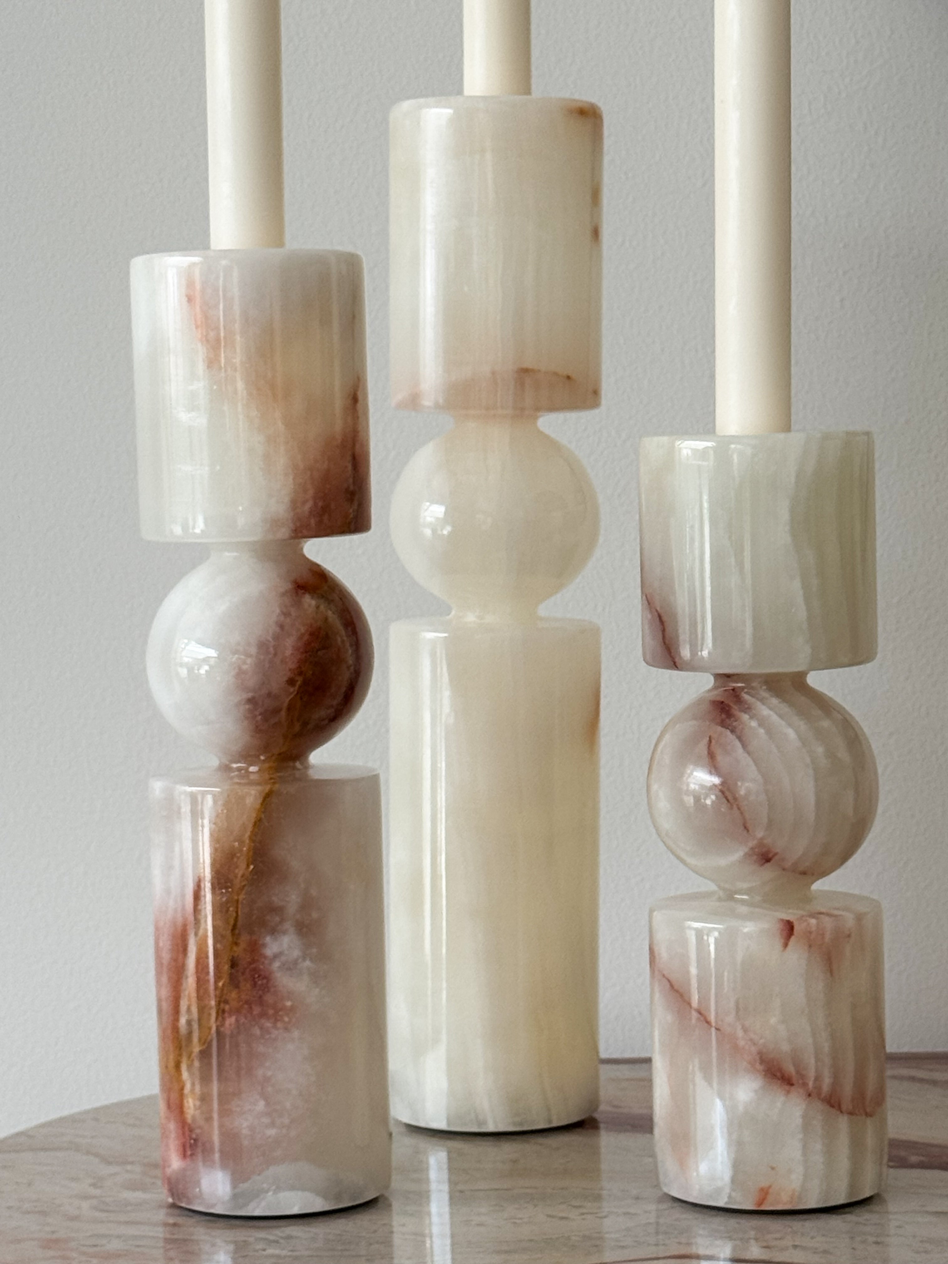 Sophie Stacked Onyx Candle Holders