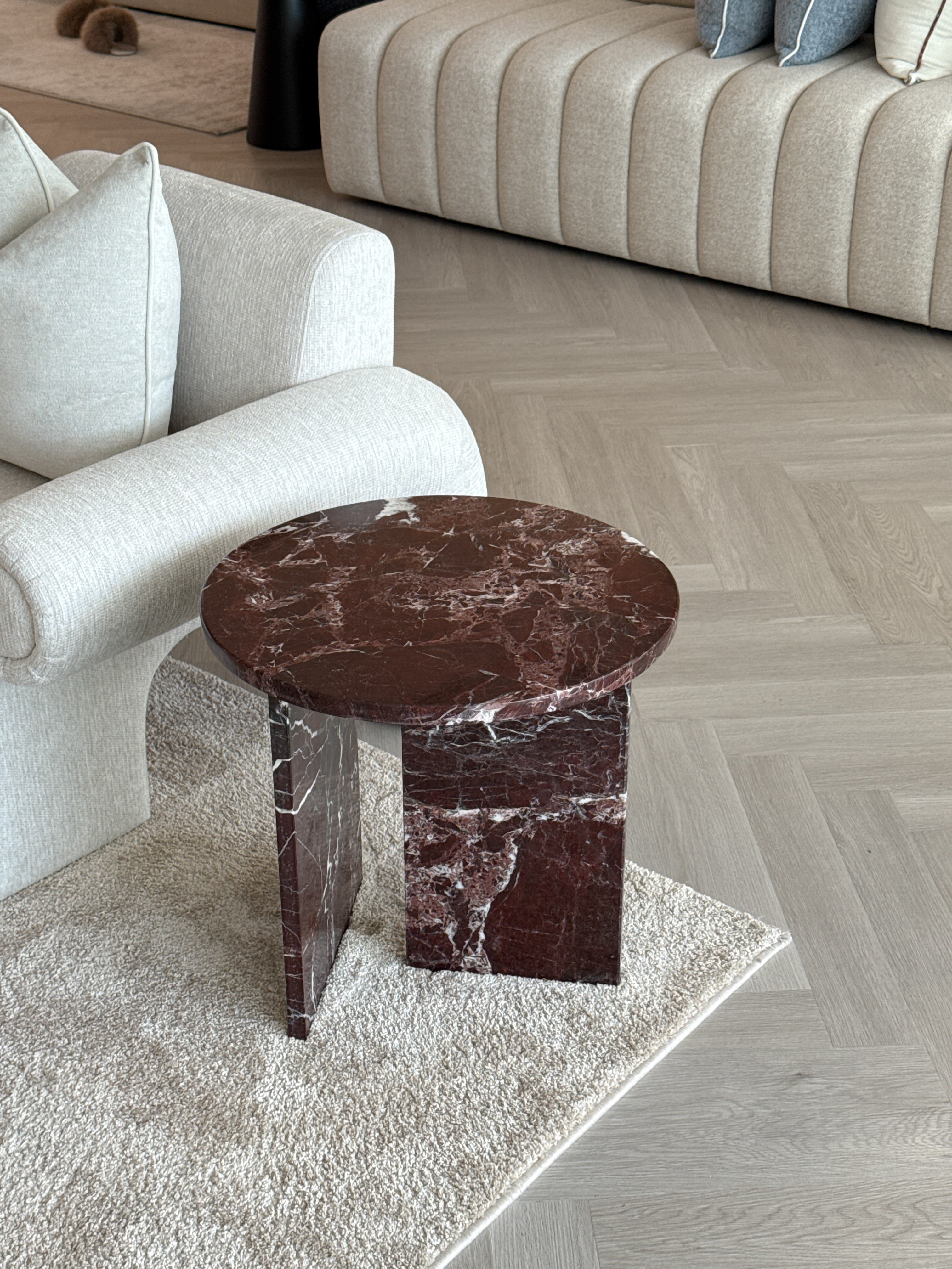 Ace Burgundy Marble Side Table