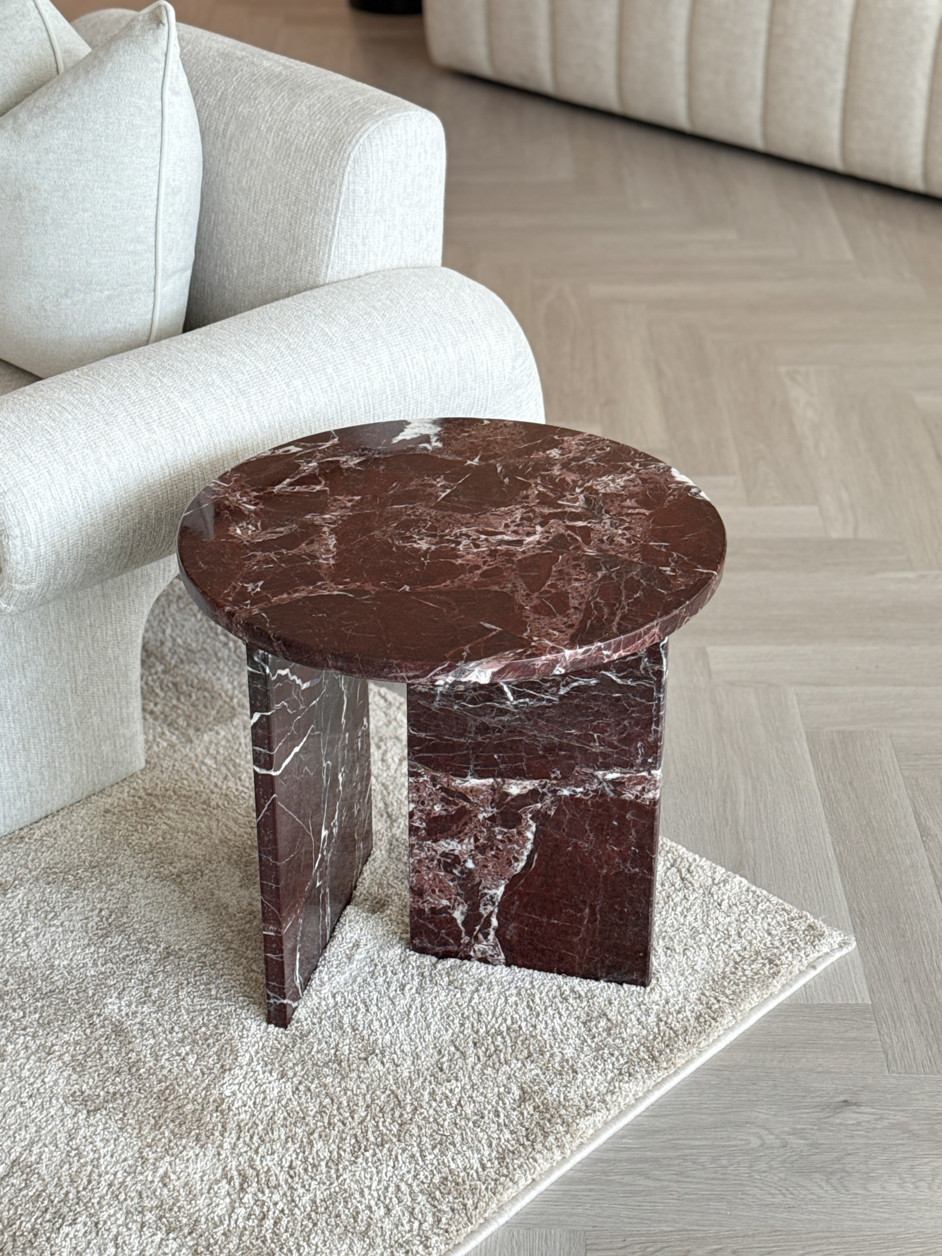 Ace Burgundy Marble Side Table
