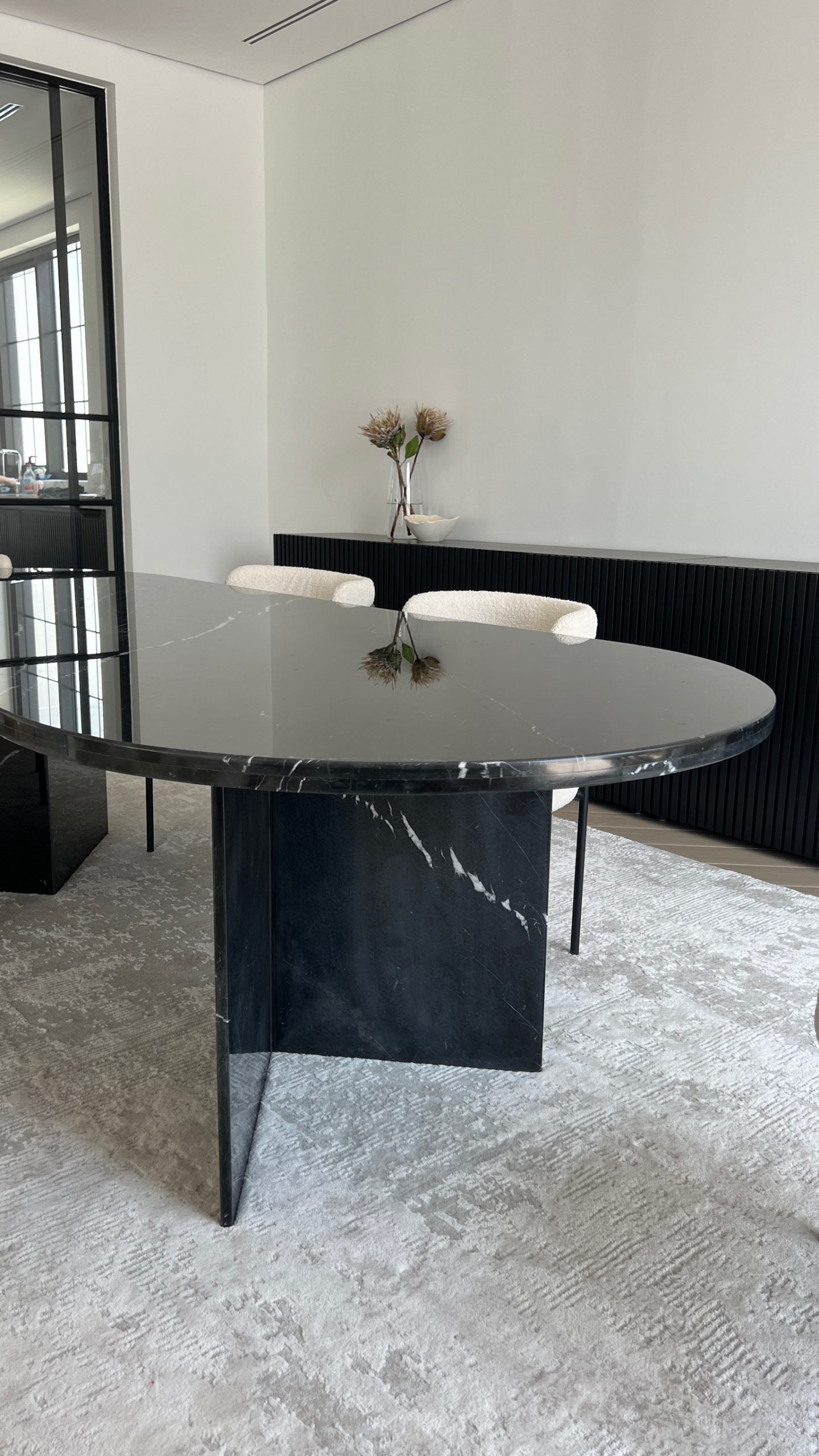 Audrey Black Marquina Marble Dining Table