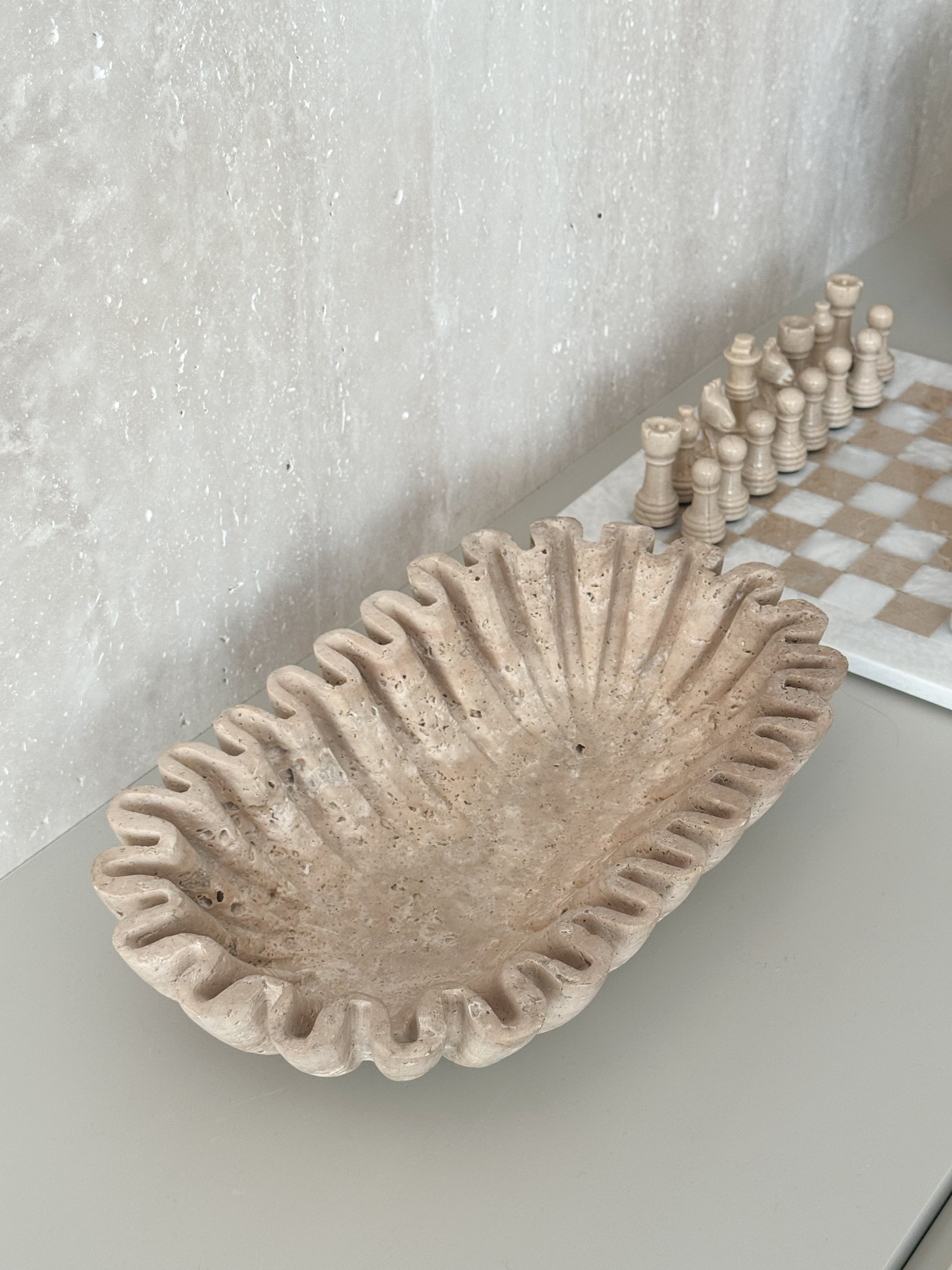 Cyra Oval Travertine Bowl