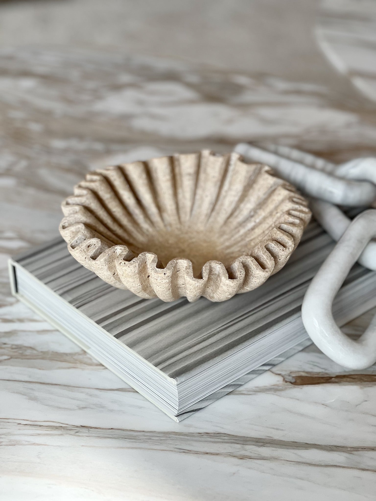 Gracie Small Travertine Fruit Bowl