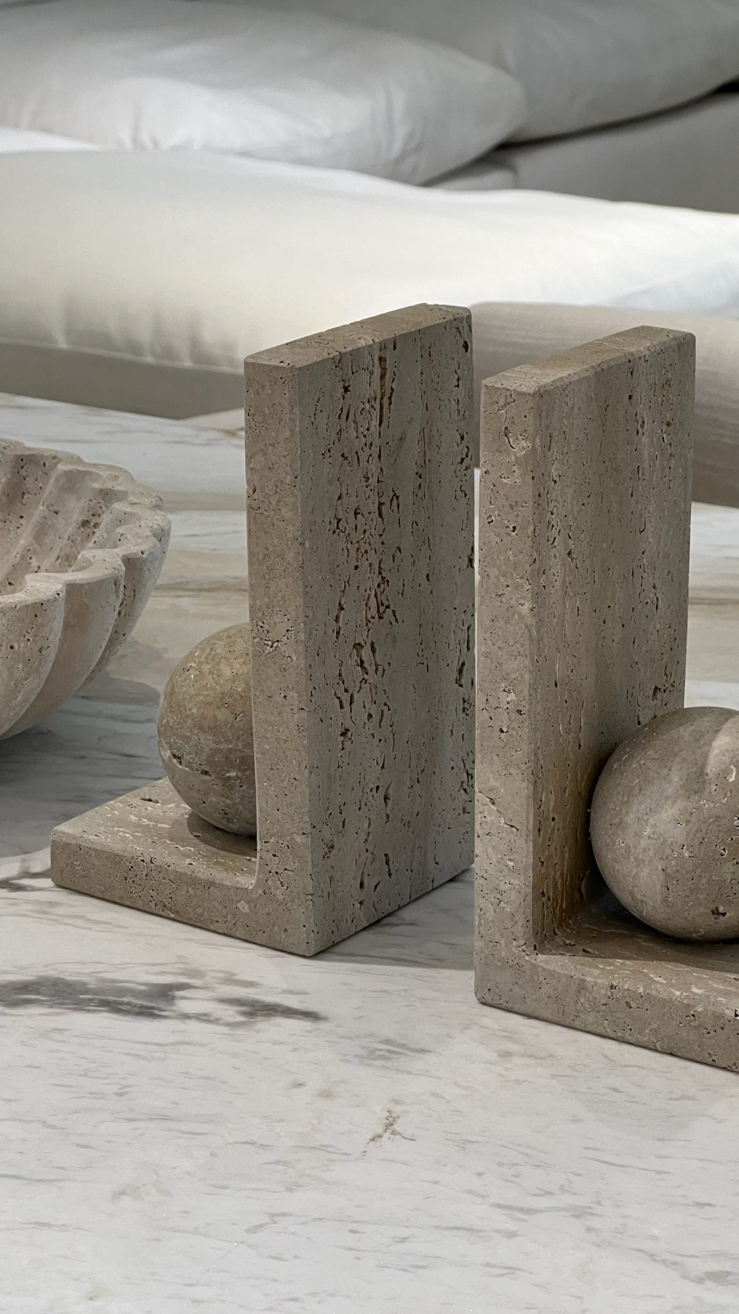 Rae Travertine Bookends