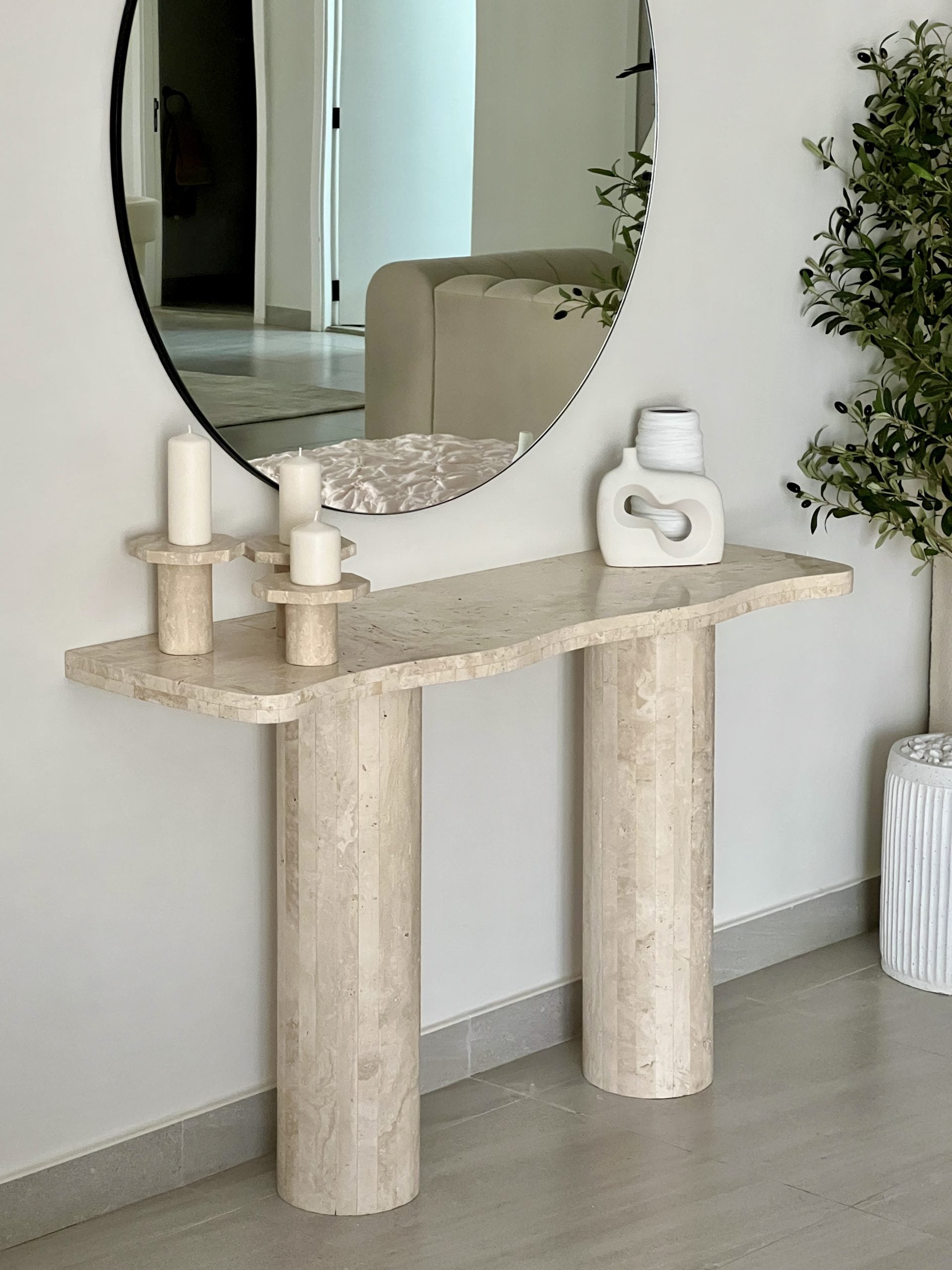 Afia Travertine Console Table