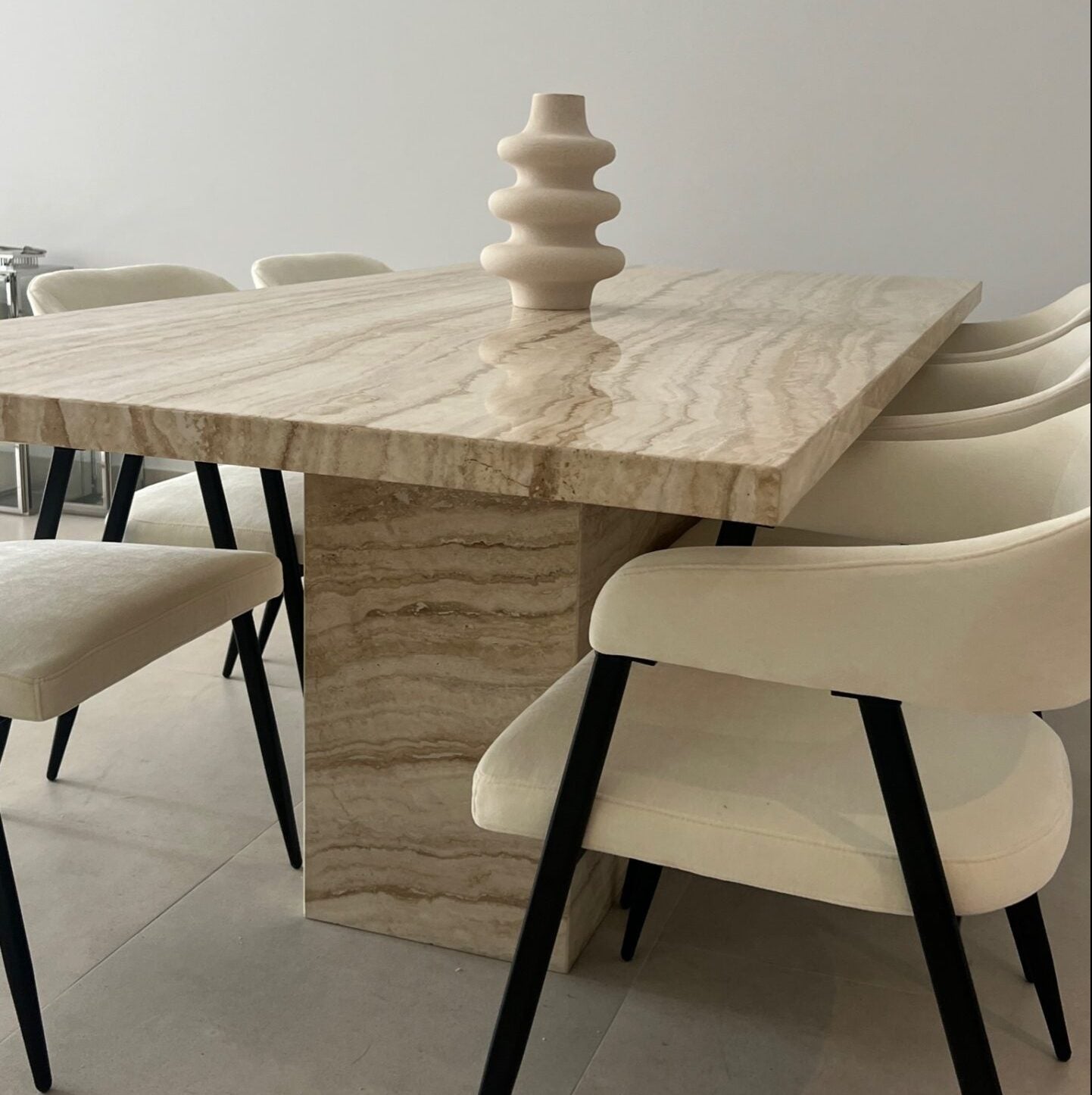 Penelope Travertine Dining Table