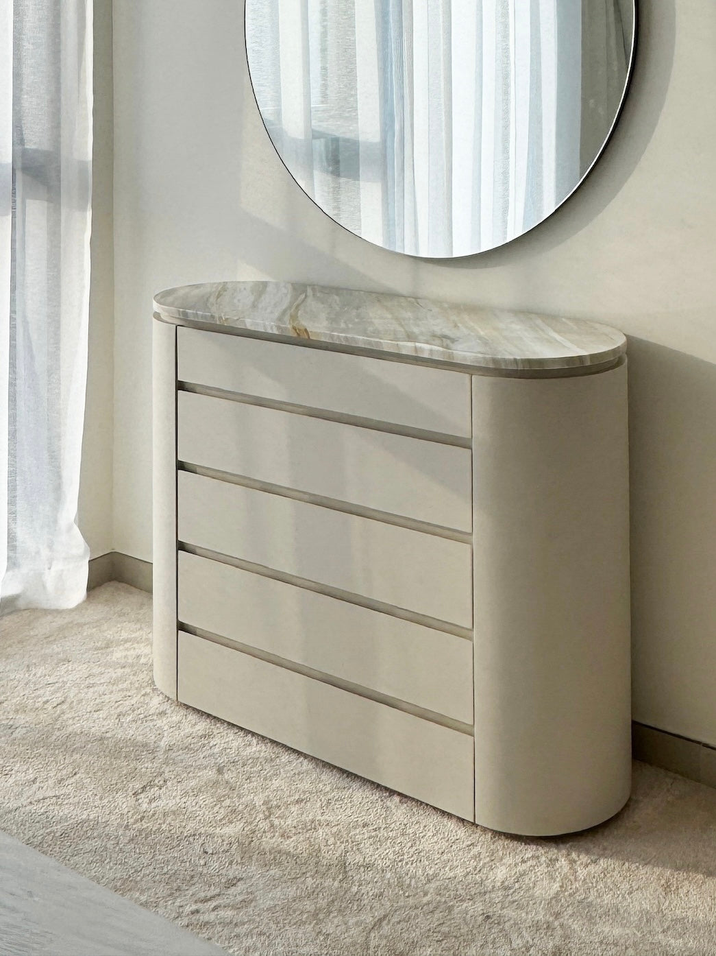 Alena Ajax Gold Marble Chest of Drawers