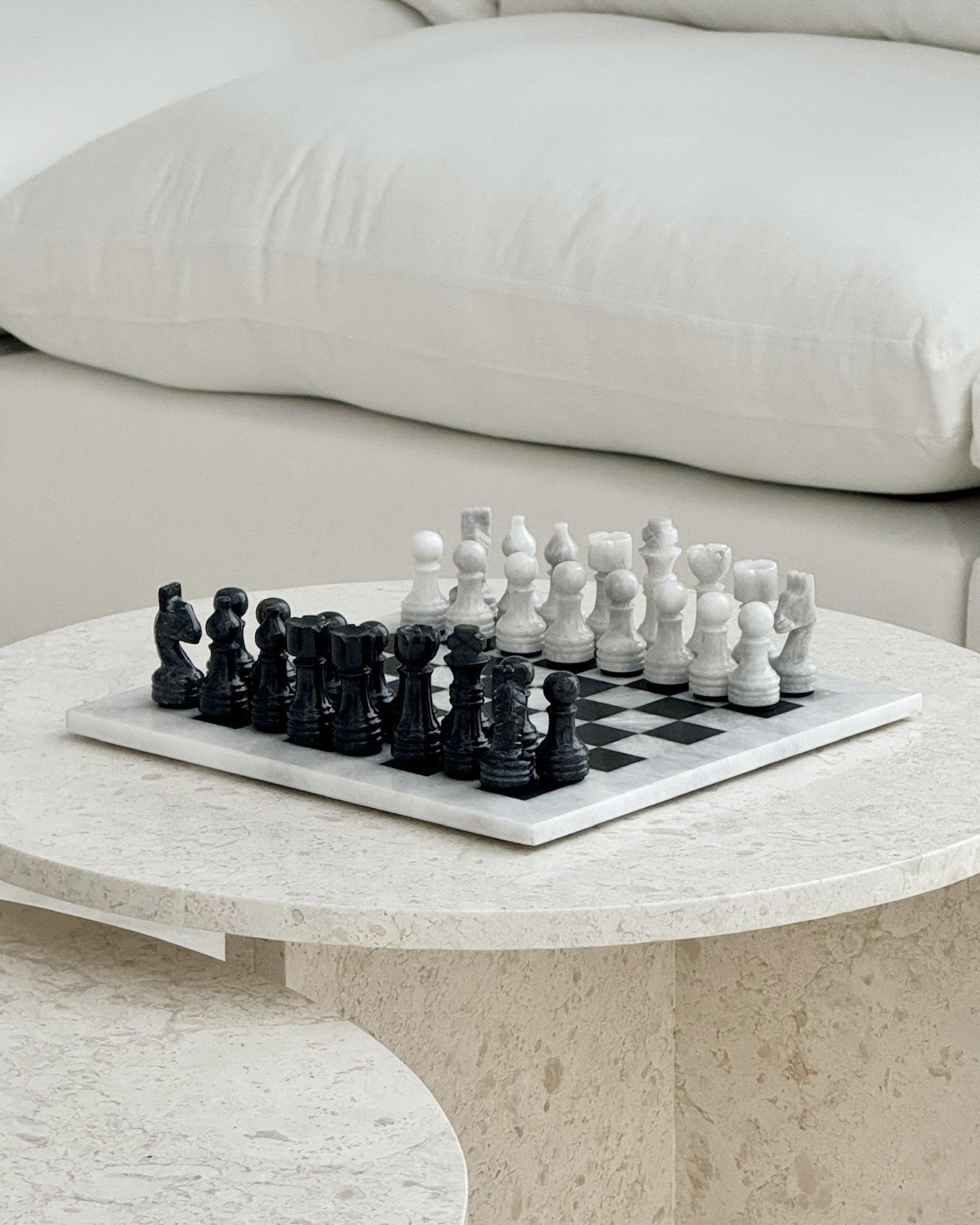 Ava White & Black Marble Chessboard