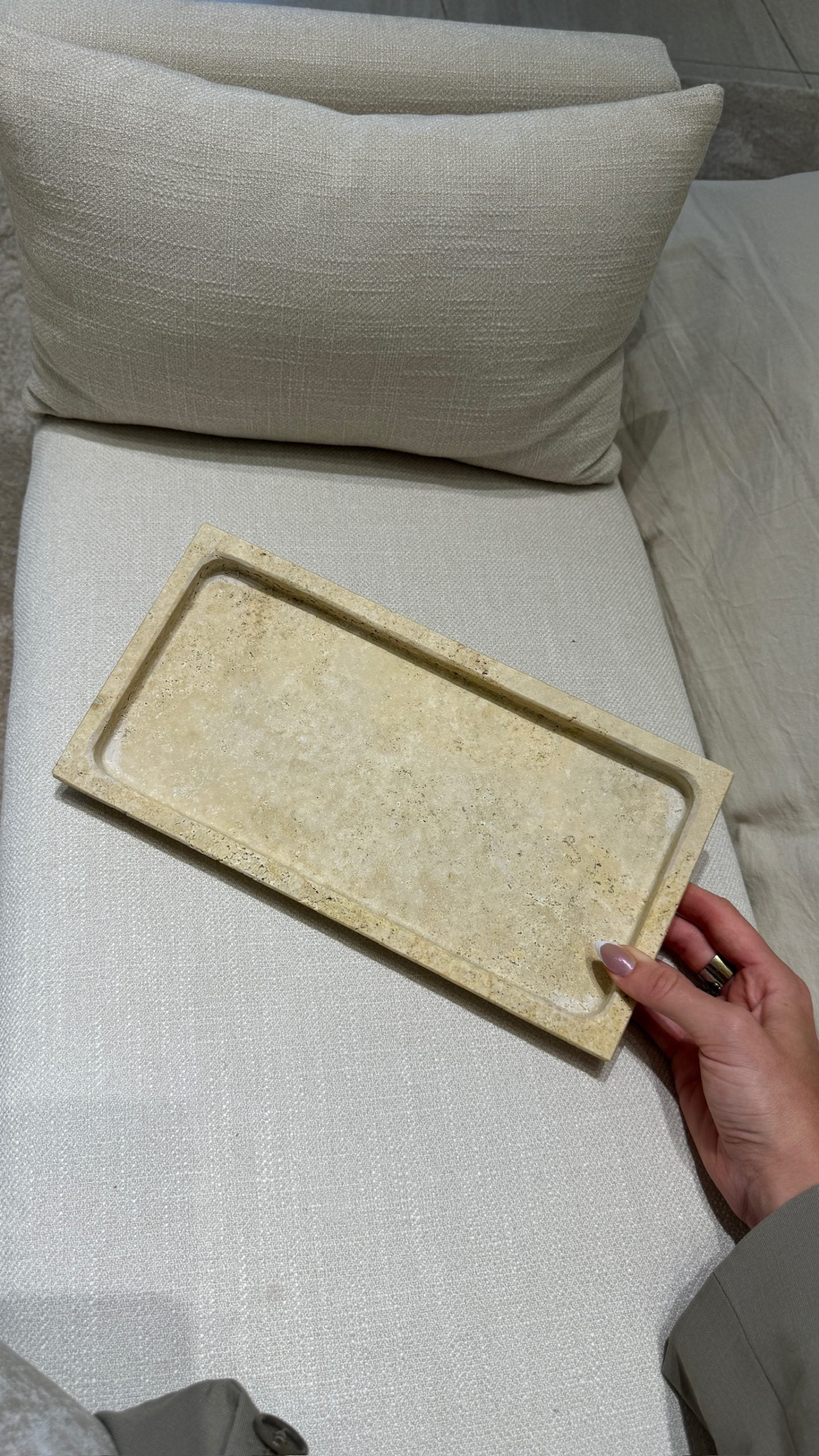 Rae Rectangle Travertine Tray