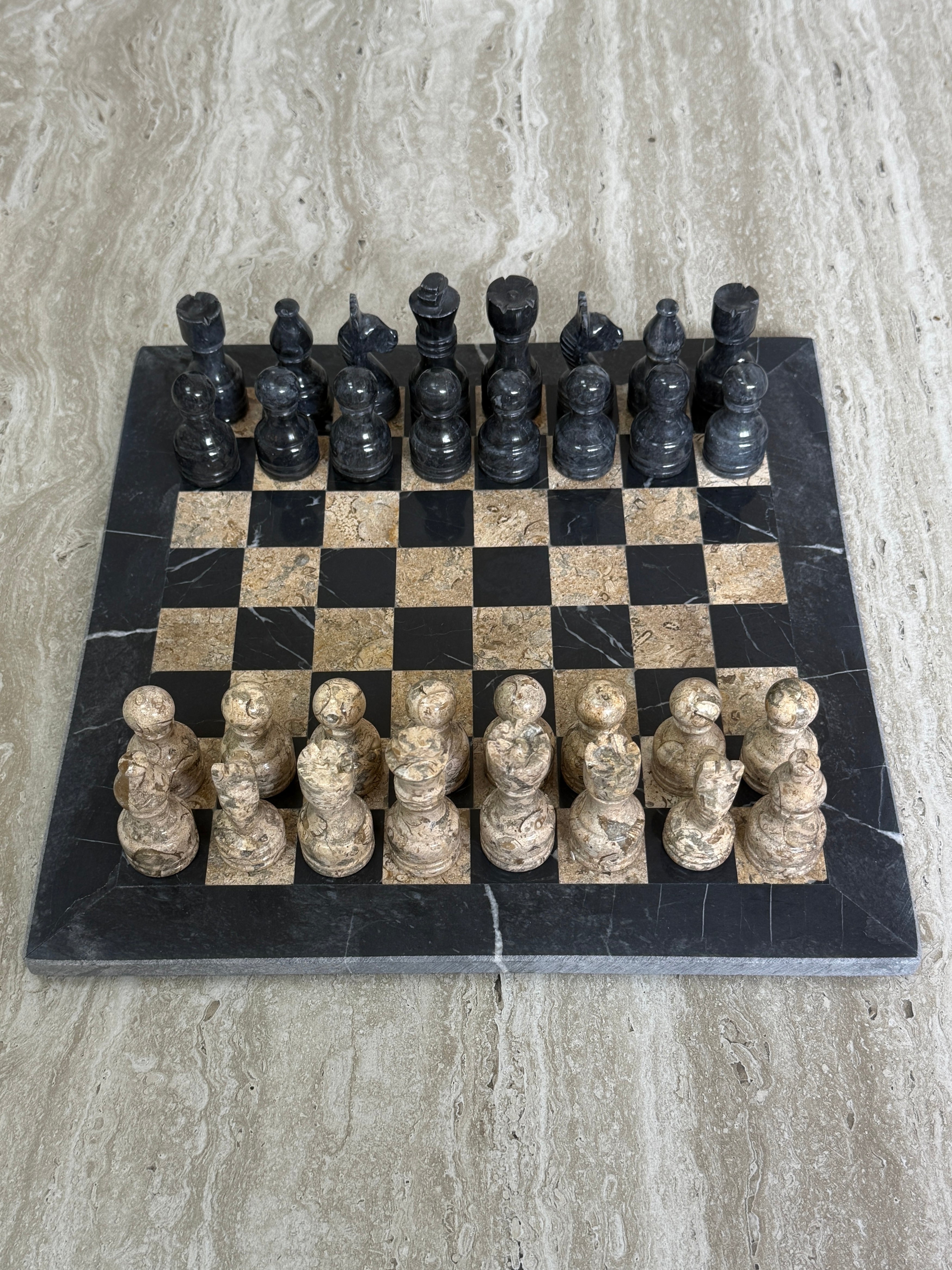 Ava Black & Coral Marble Chessboard