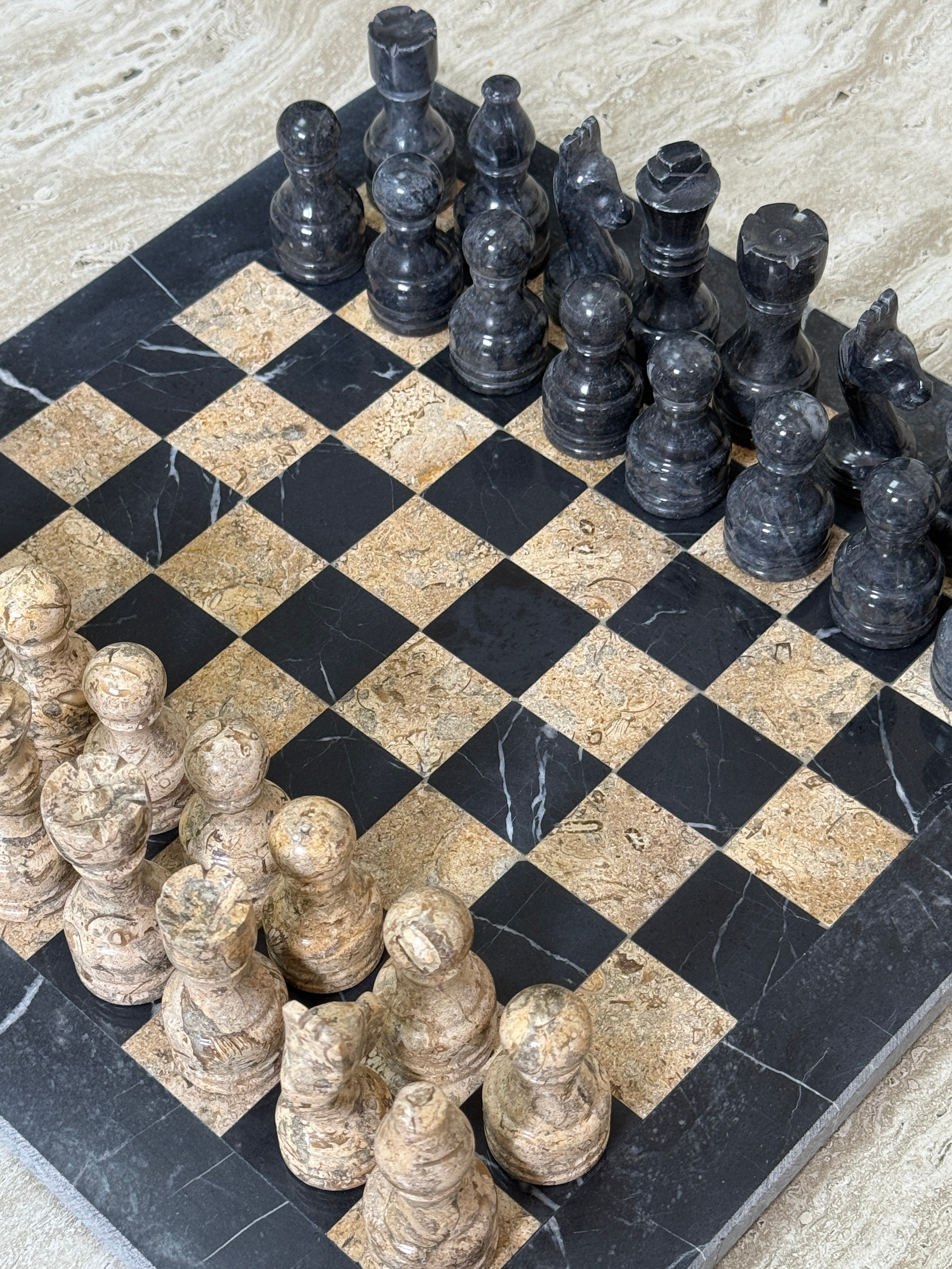 Ava Black & Coral Marble Chessboard