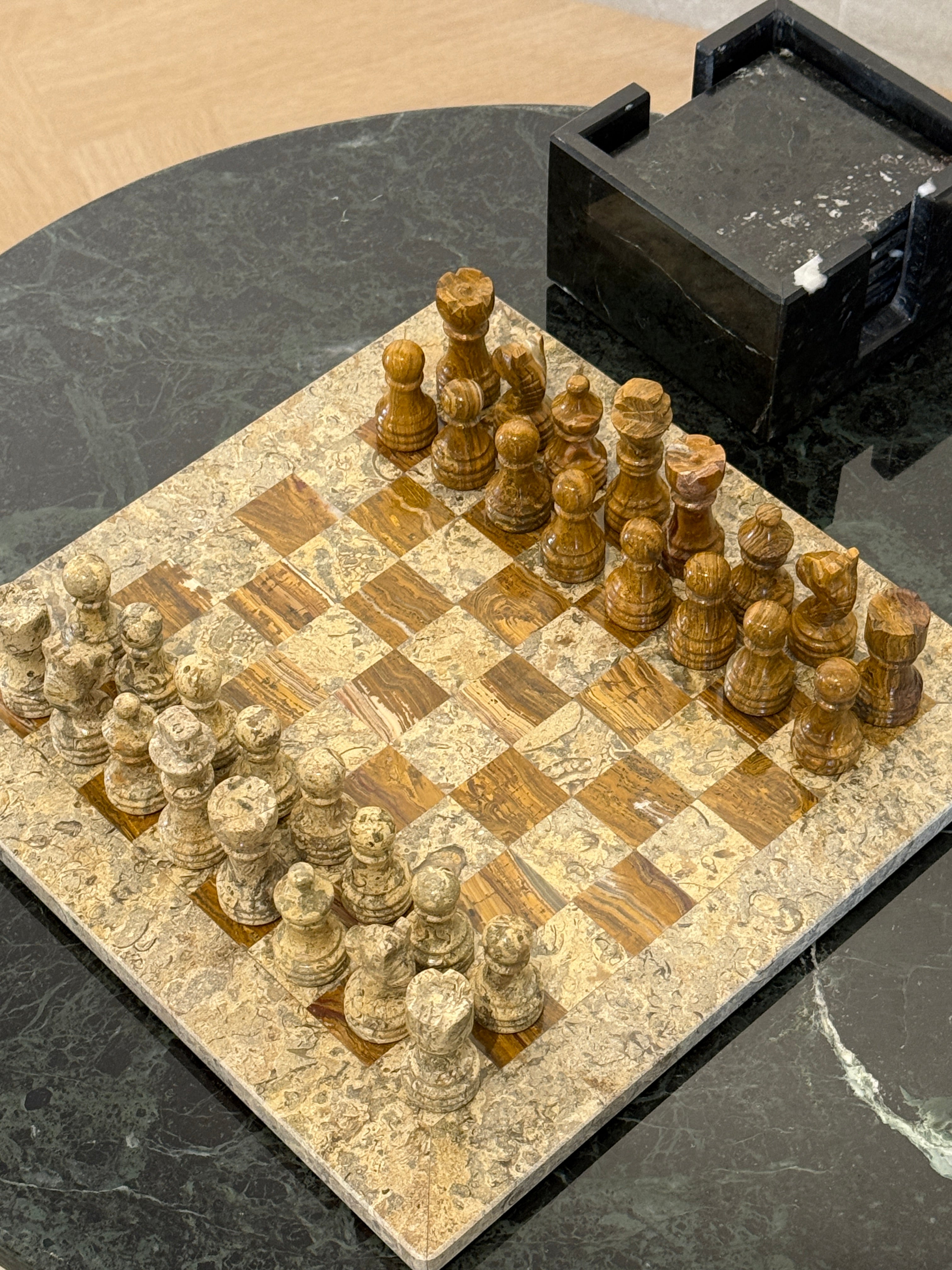 Ivy Coral & Red Rustic Marble Chessboard