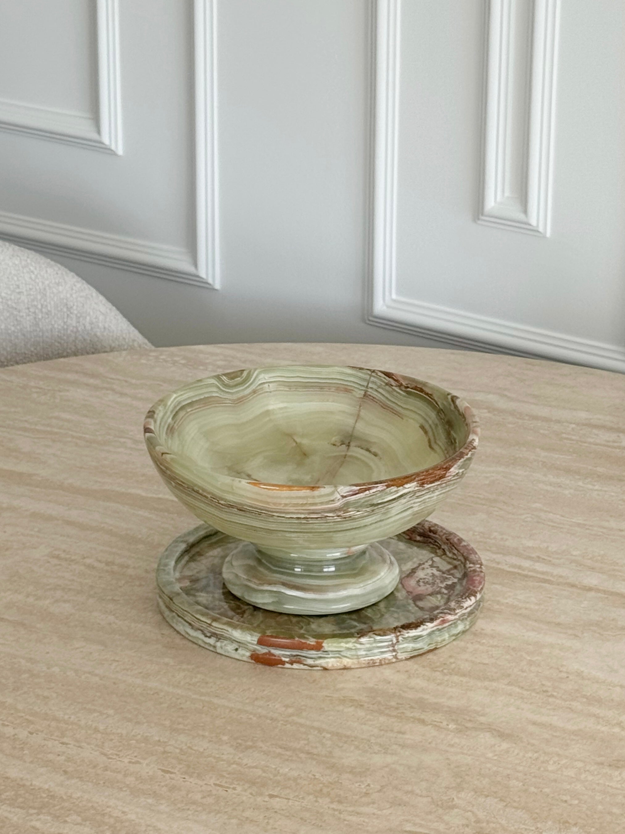 Lou Jade Green Onyx Fruit Bowl