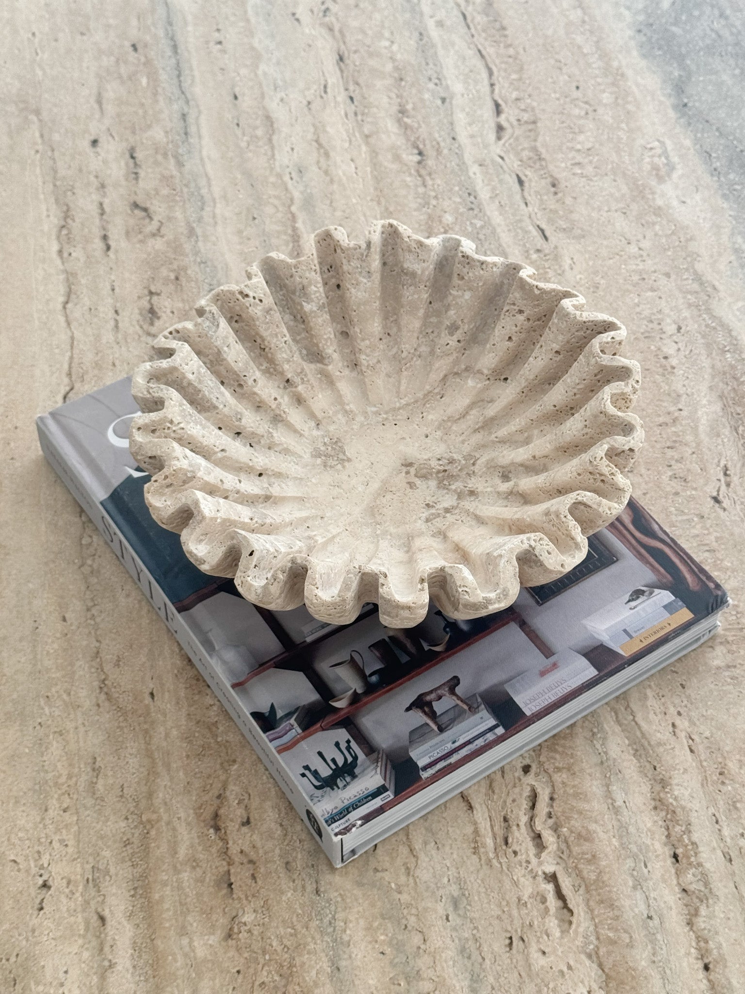 Gracie Medium Travertine Fruit Bowl