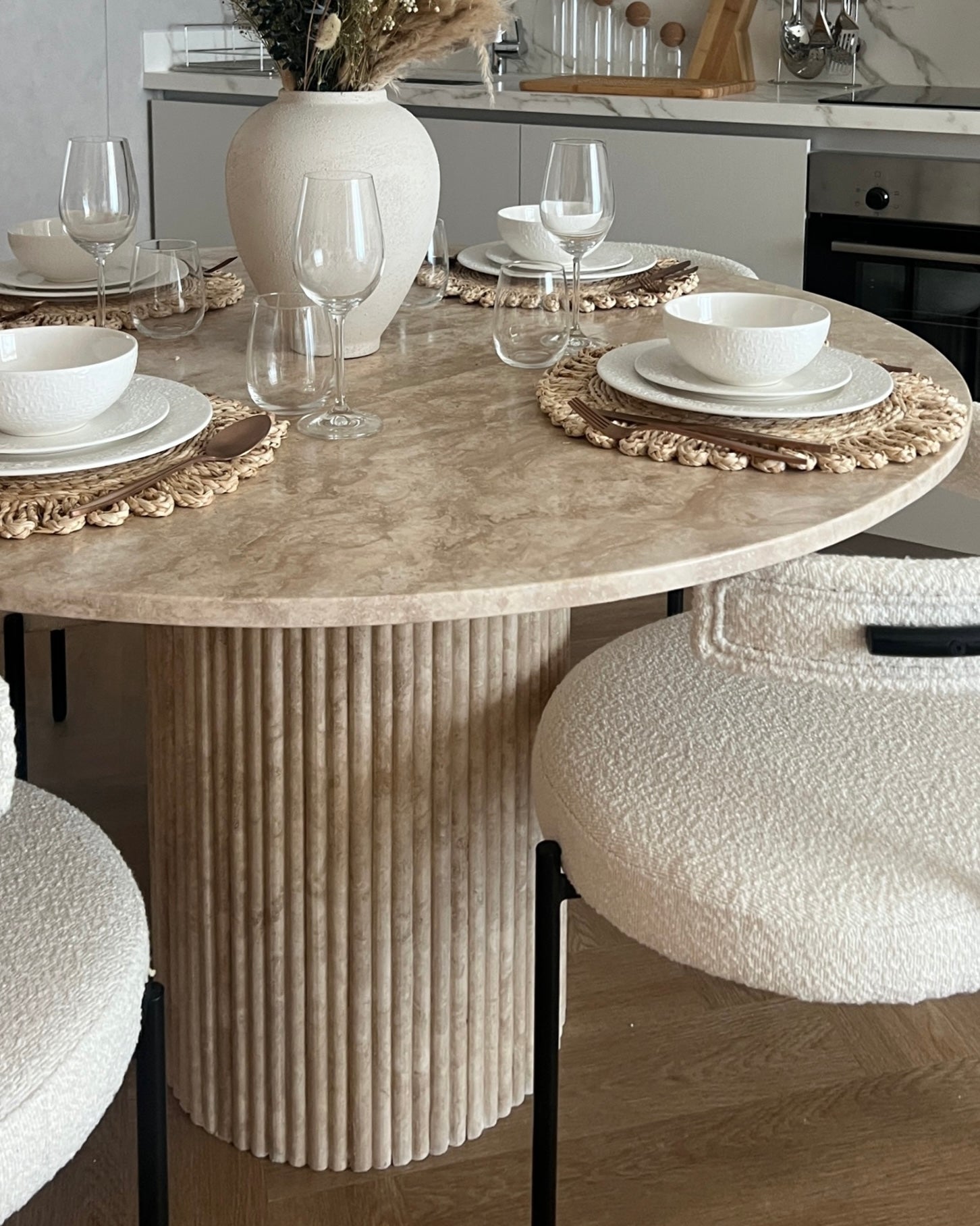 Dante Travertine Dining Table