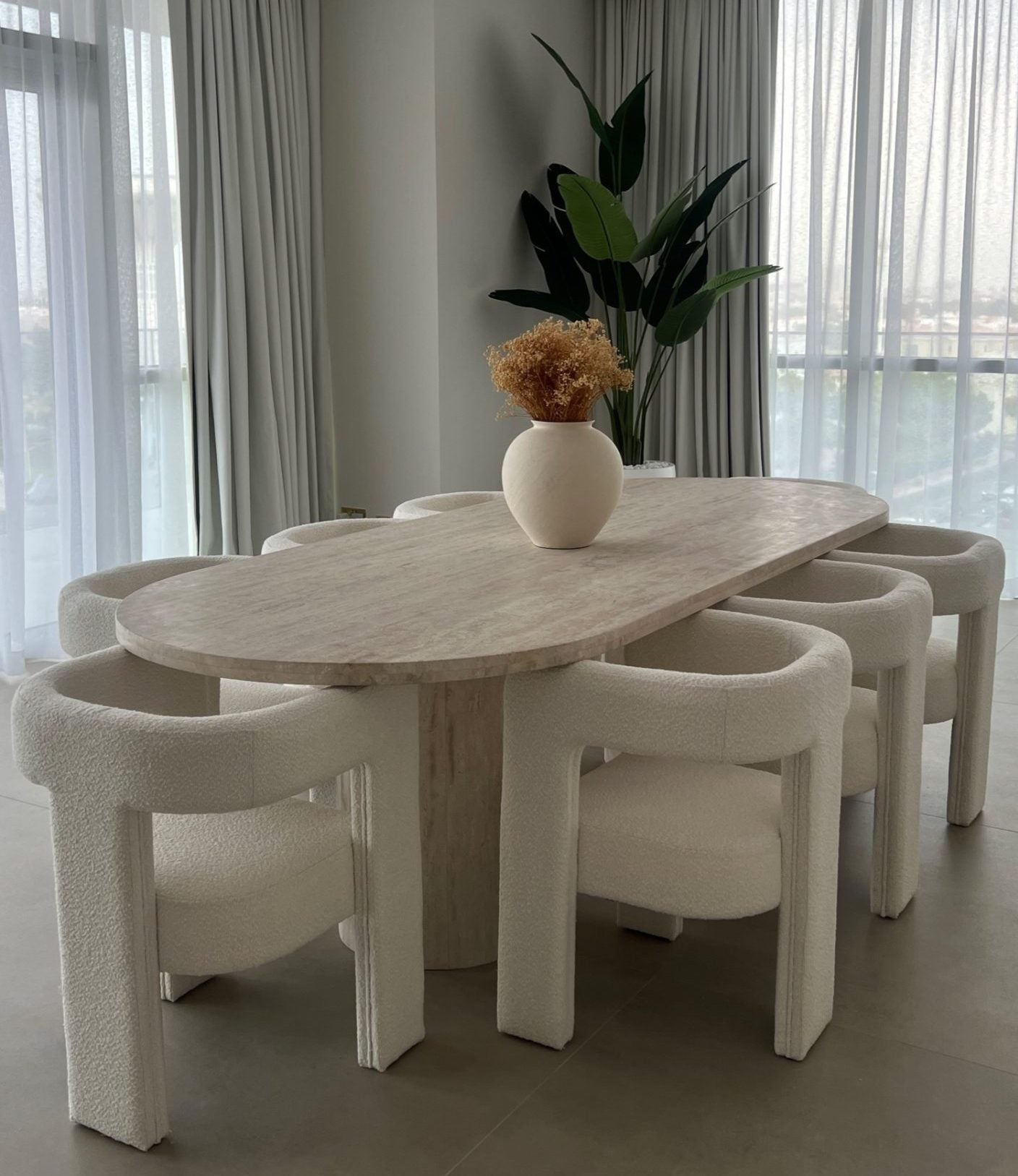 Nikita Travertine Dining Table