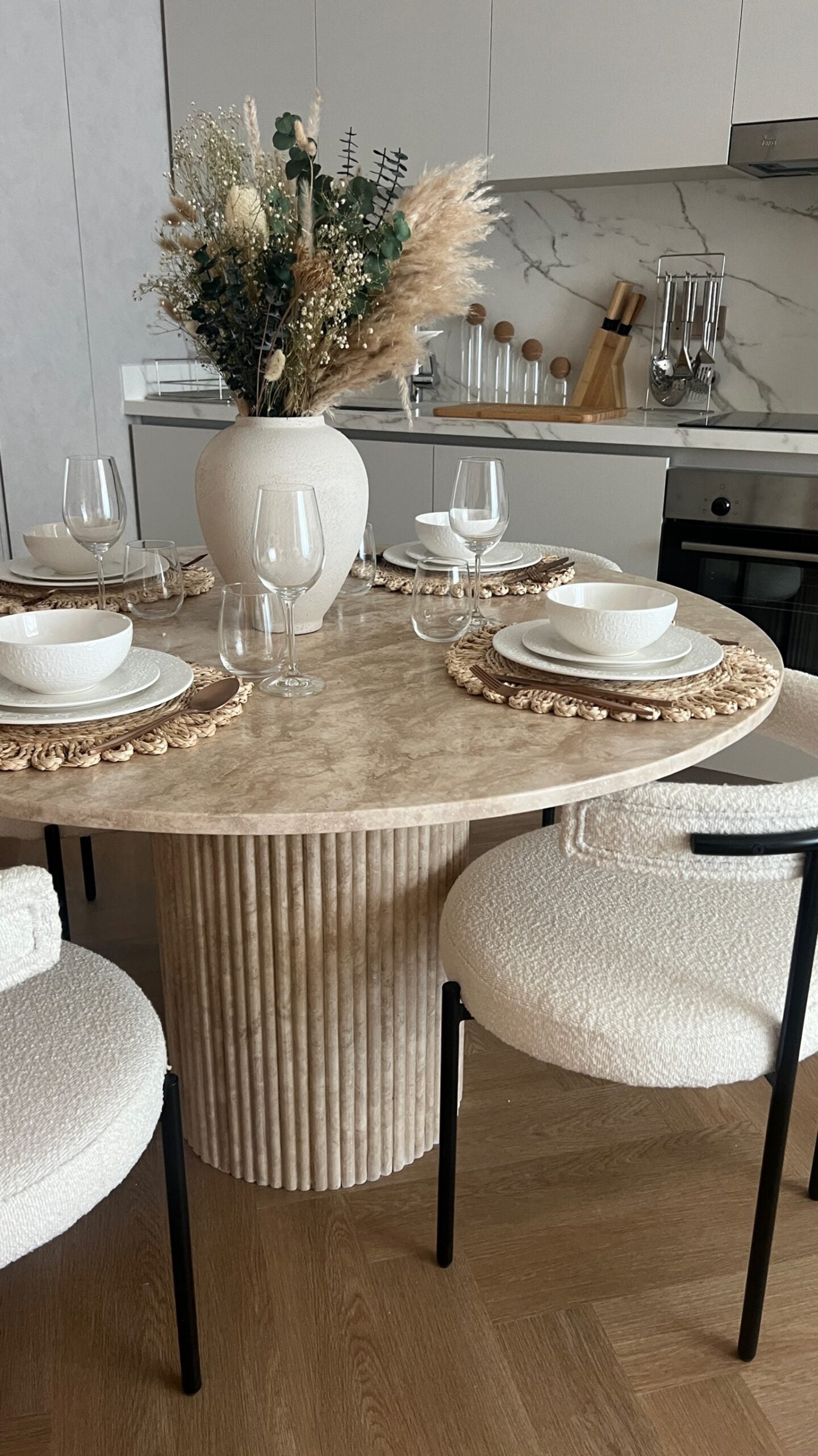 Dante Travertine Dining Table