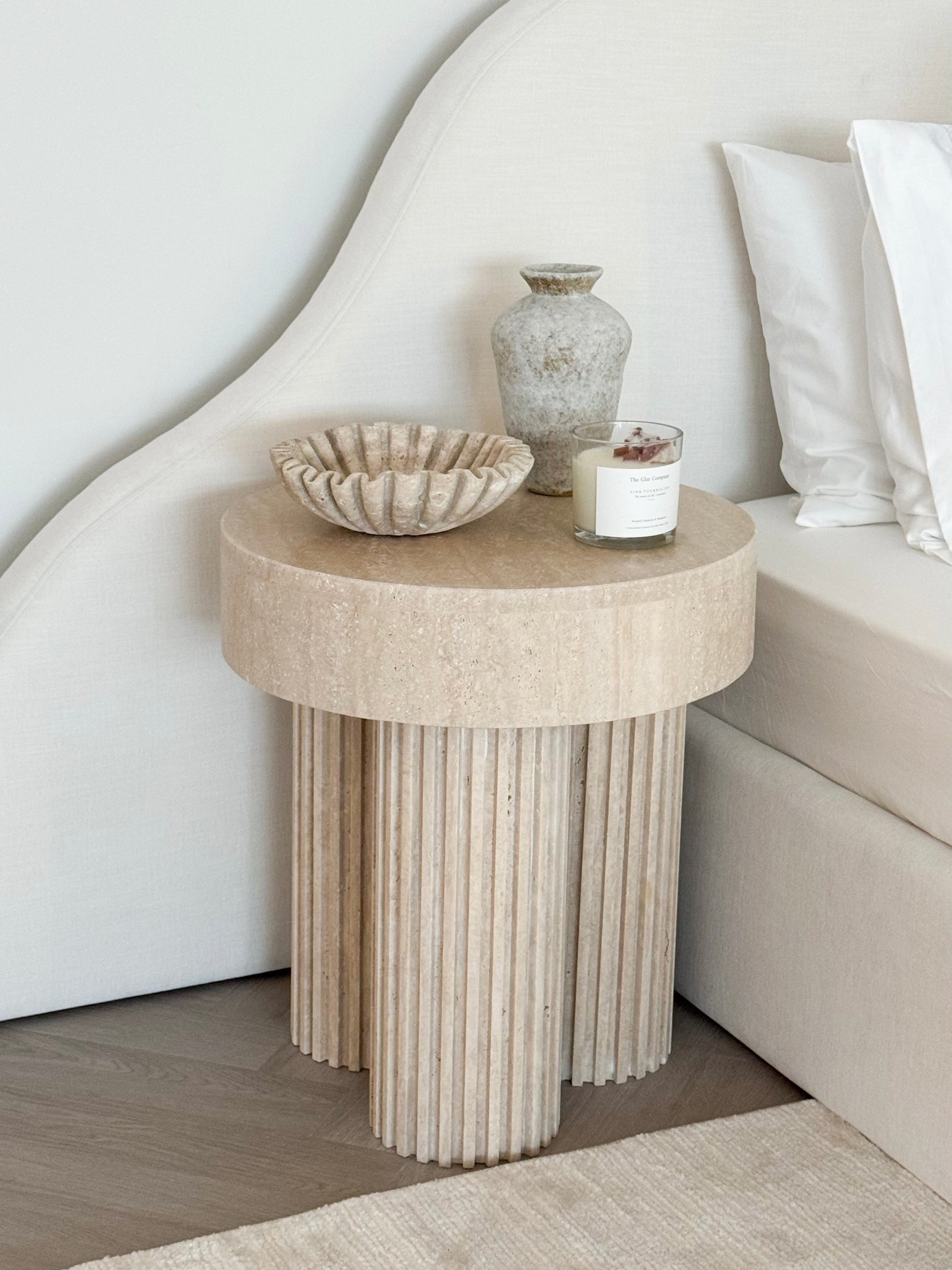 Sienna Travertine Side Table