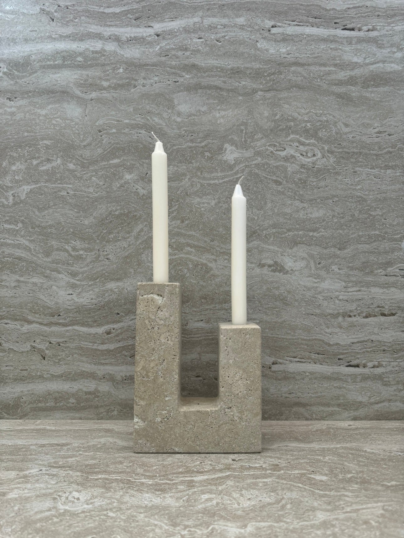 Georgia Travertine Candle Holder