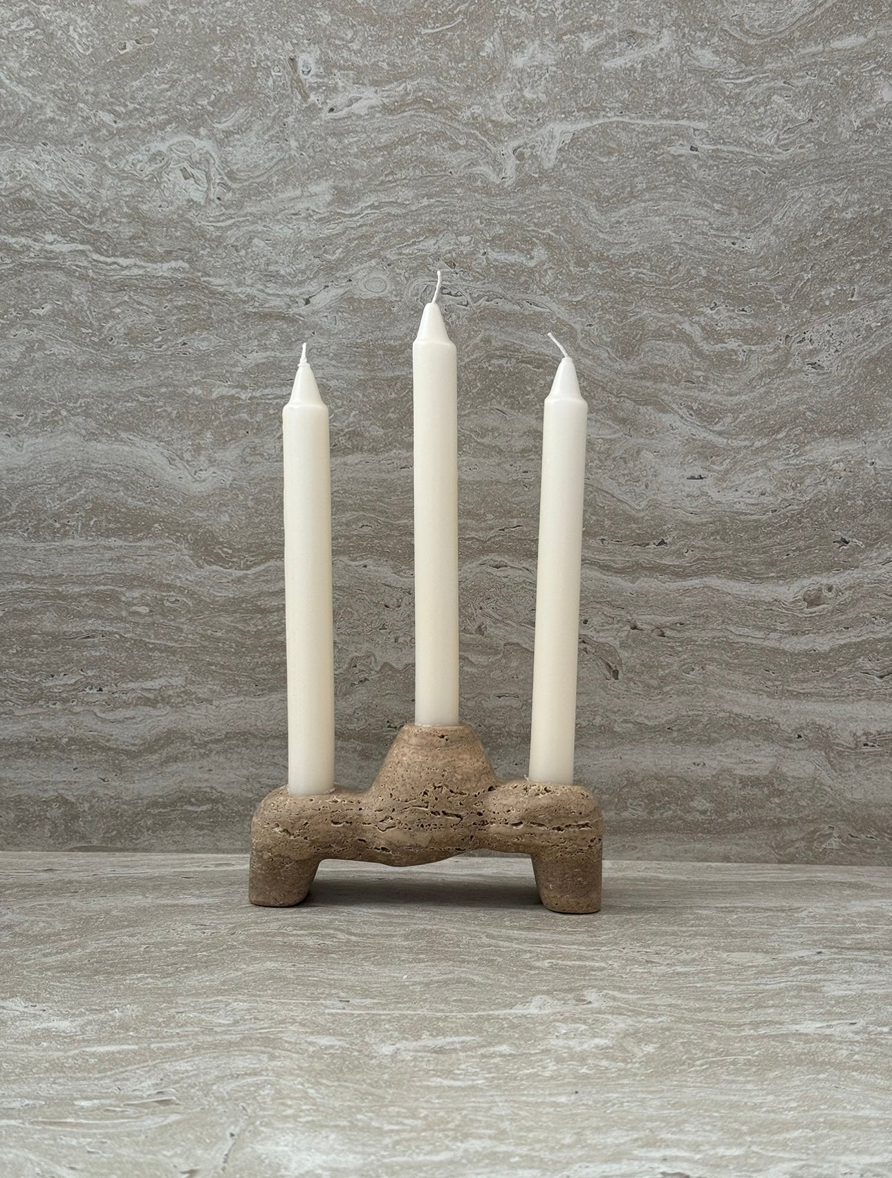 Lucy Travertine Candle Holder