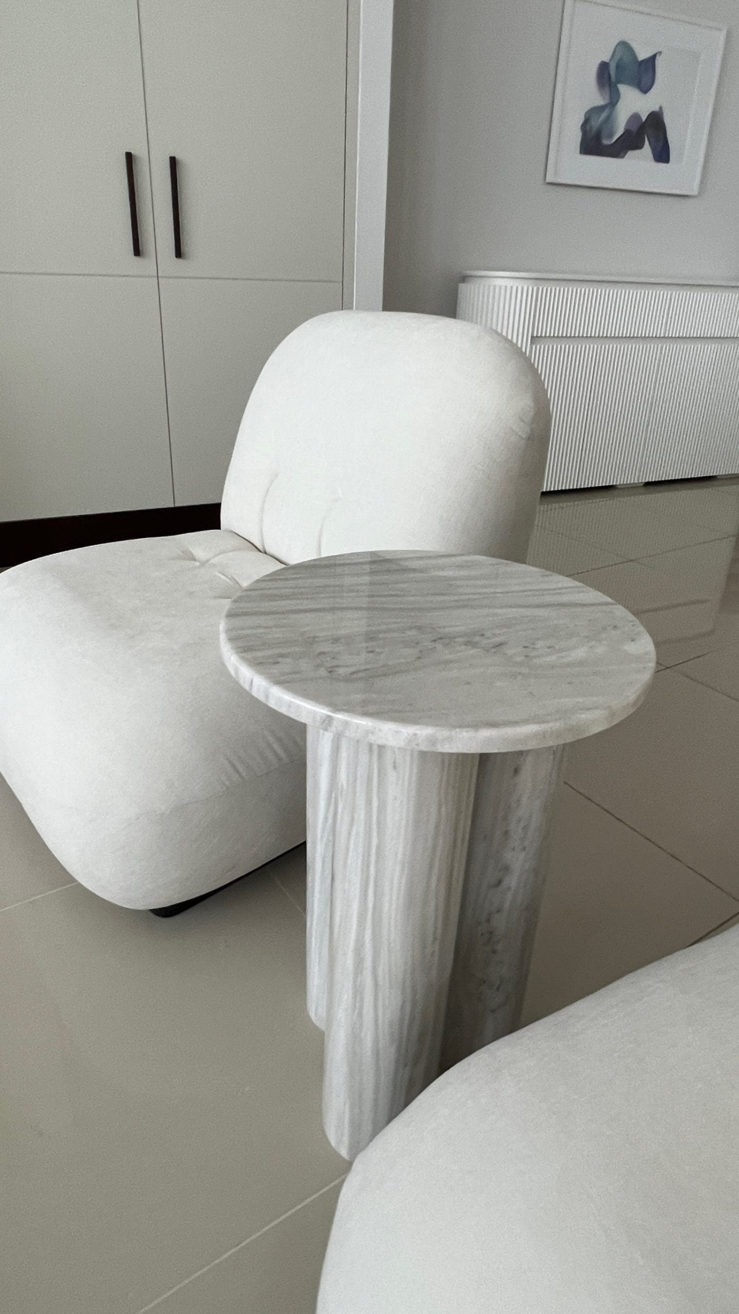 Thalia Nesto Grey Marble Side Table