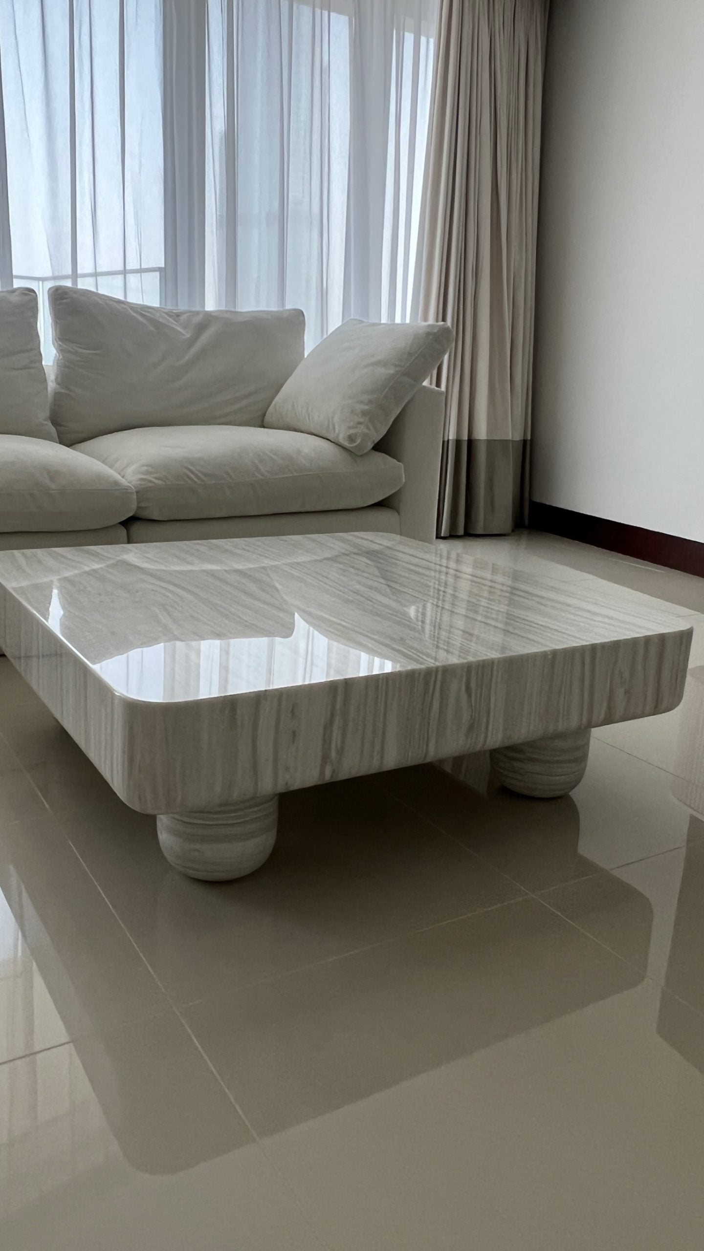 Thalia Nesto Grey Marble Coffee Table