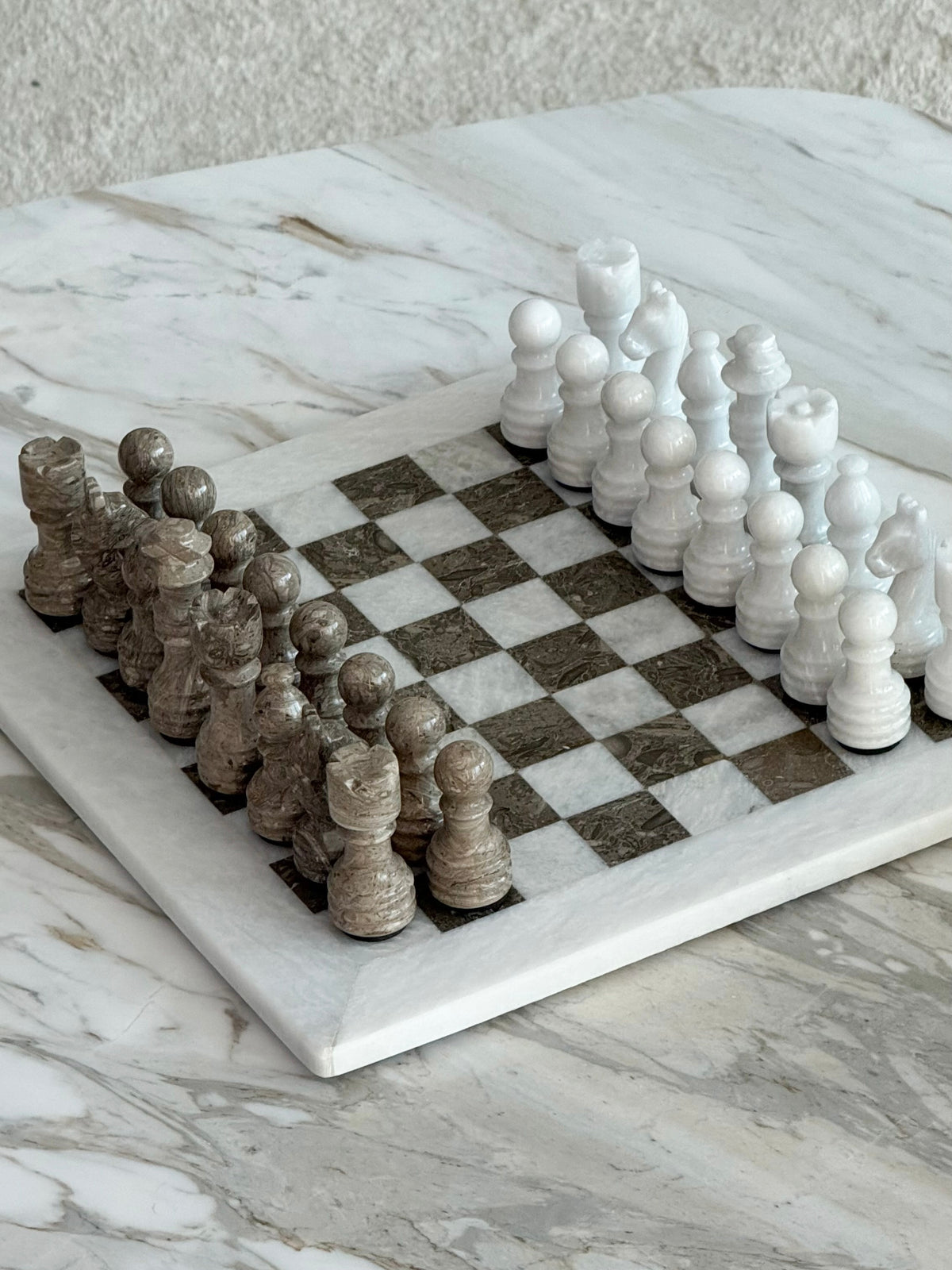 Buy White Marble & Oceanic Grey Marble Chess Board 12