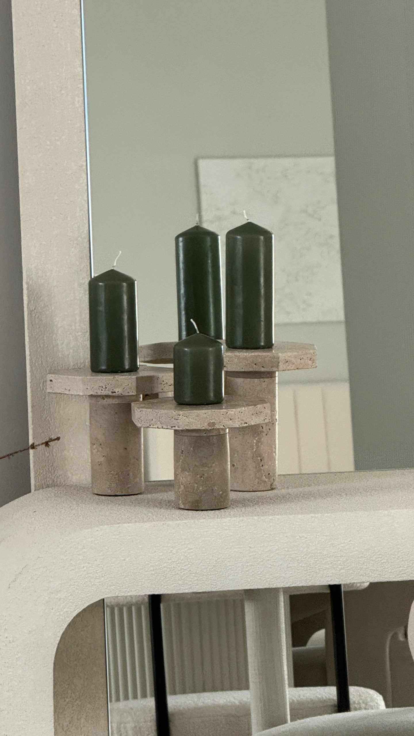 Rae Travertine Set of Three Candle Pillars