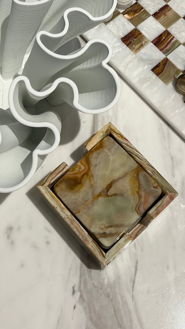 Jade Square Green Onyx Coasters