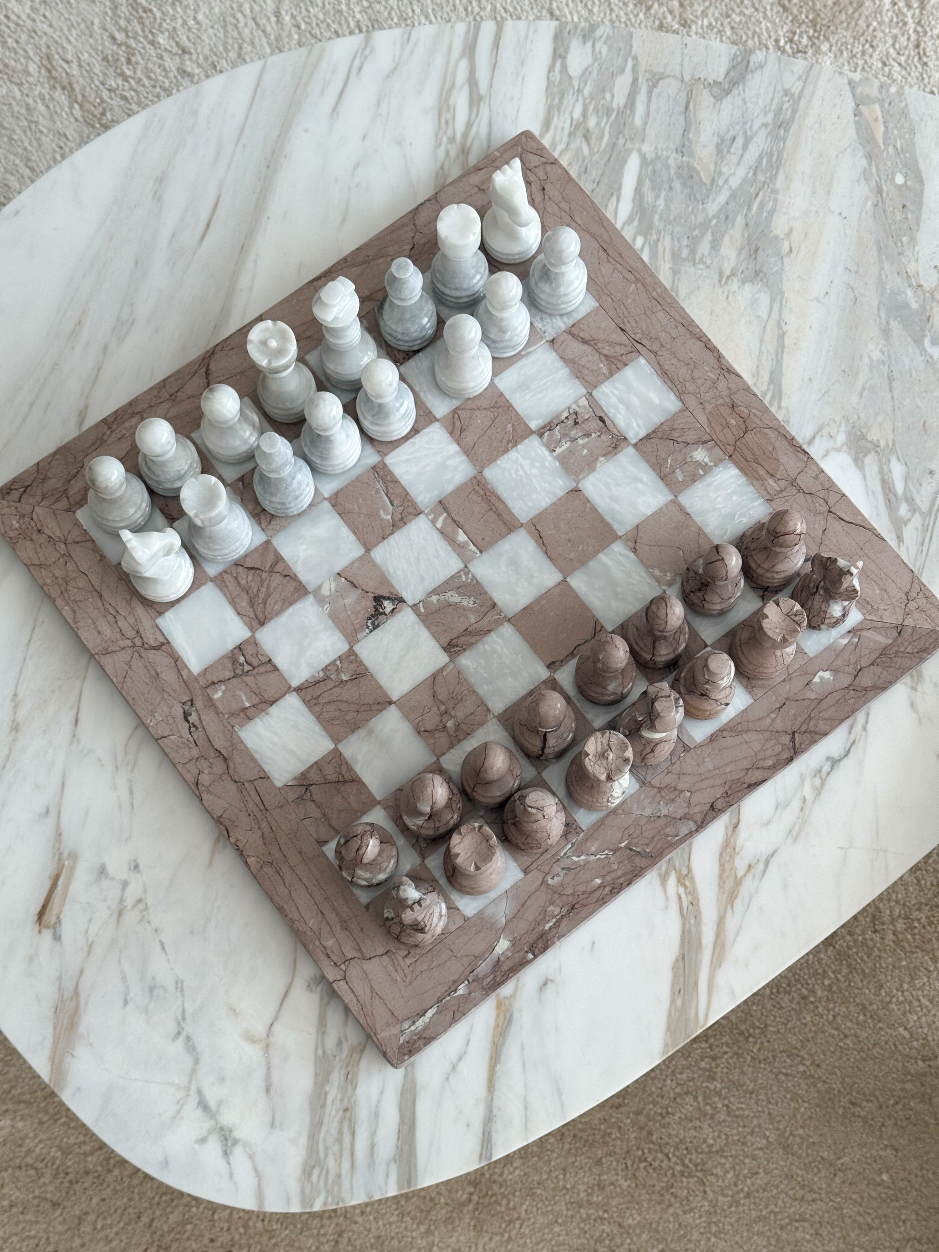 Pink Marble Chess Board