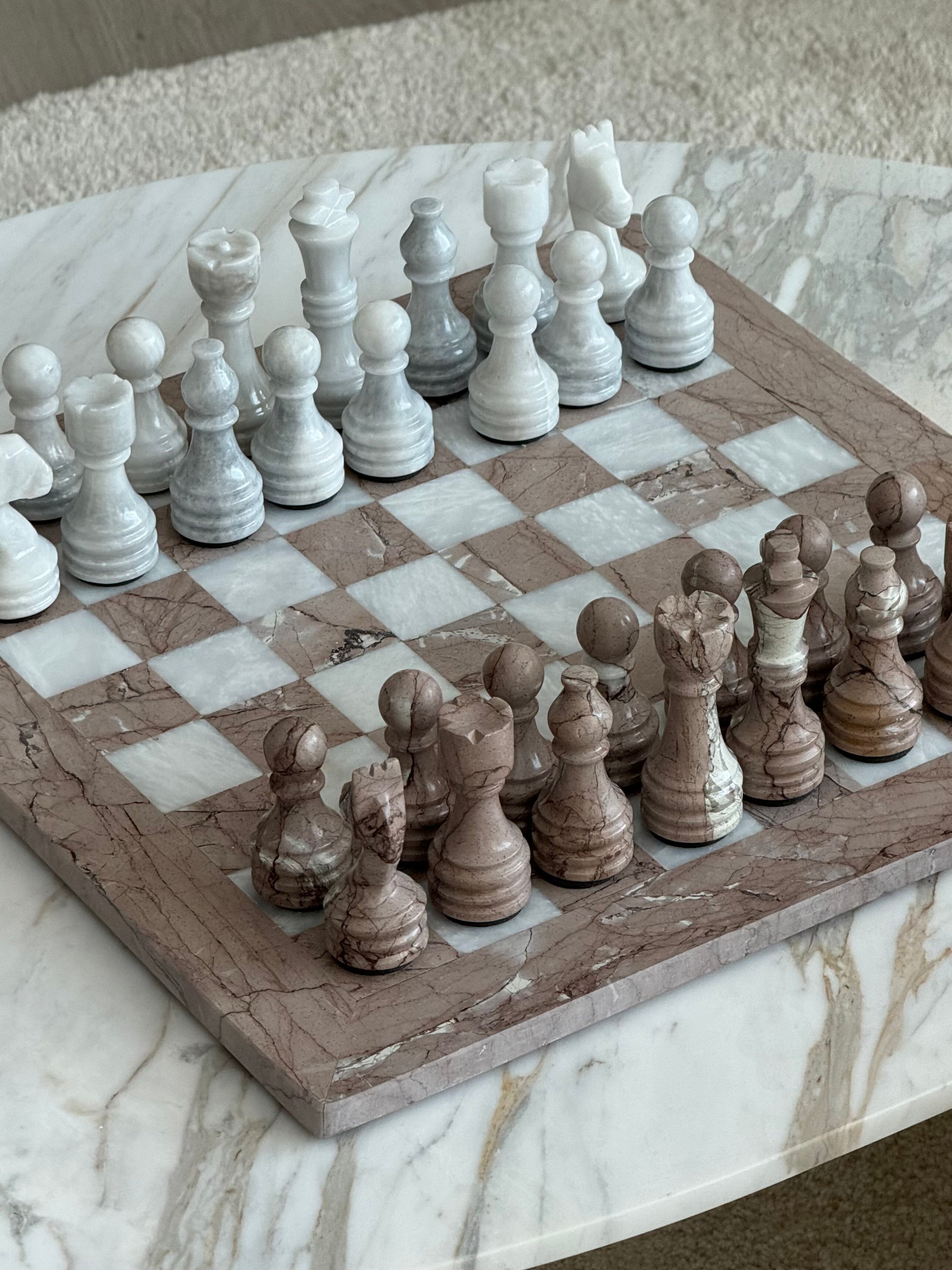 Pink Marble Chess Board