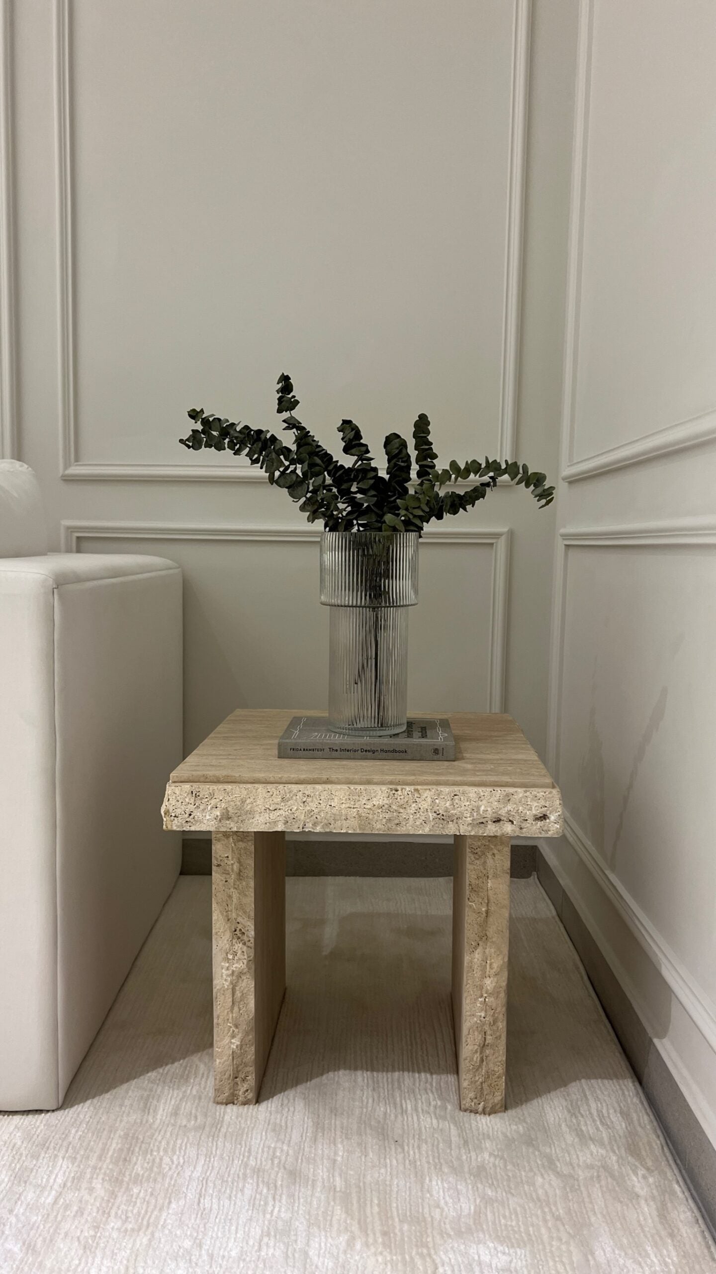 Coral Rustic Travertine Side Table