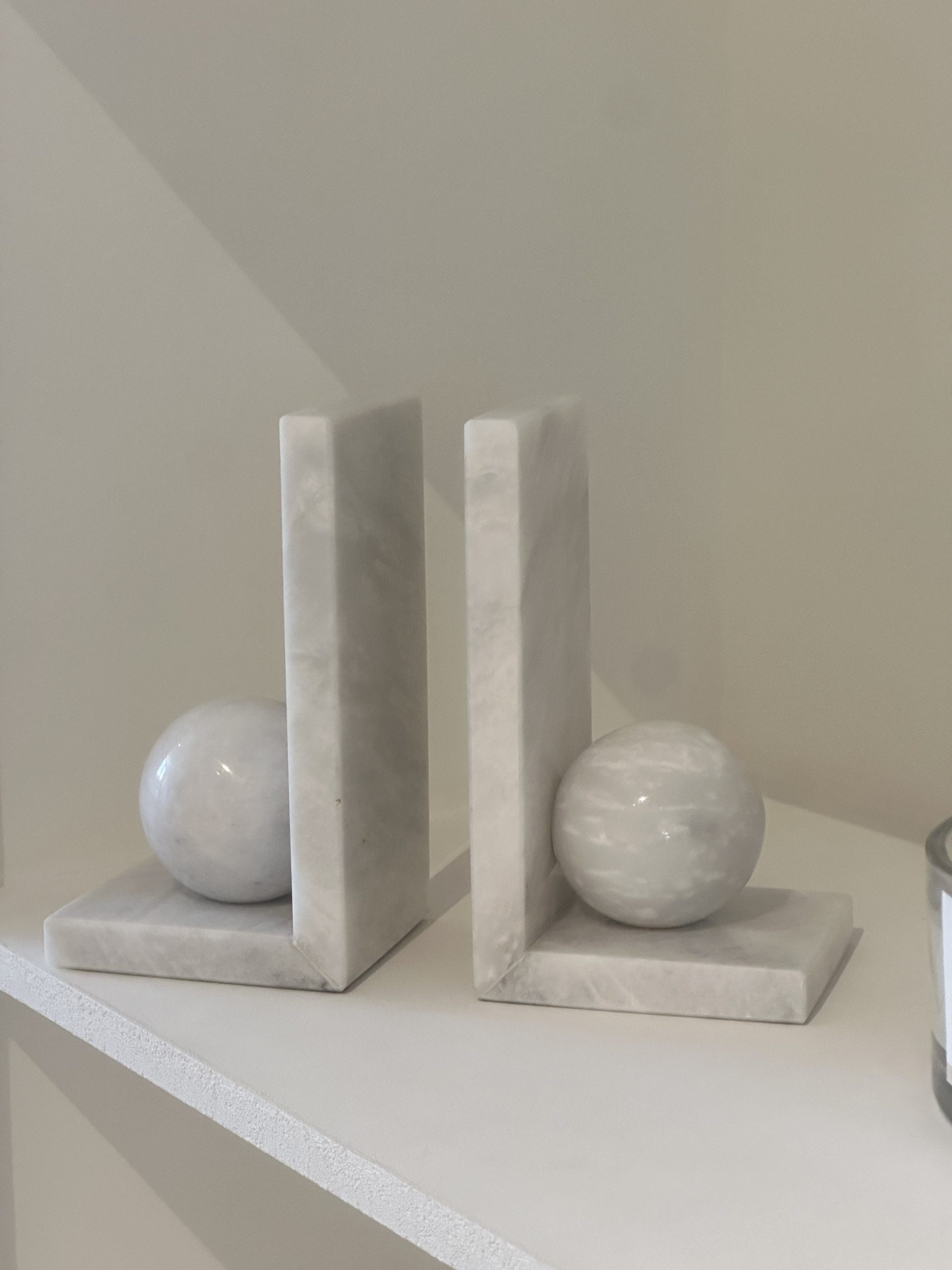 Angelica White Marble Bookends