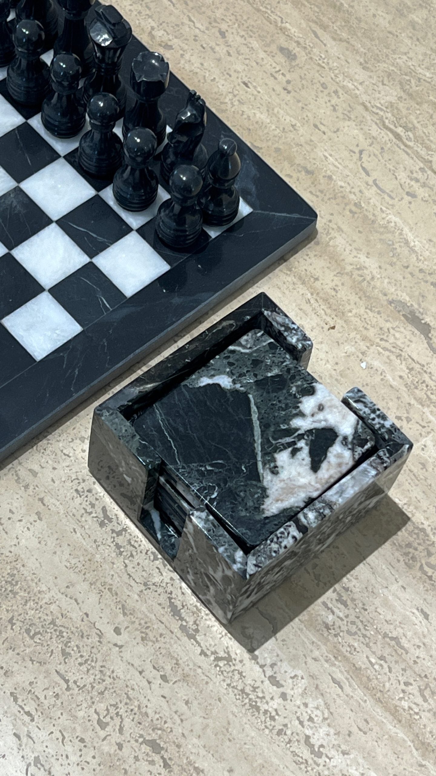 Victor Square Black Marble Coasters