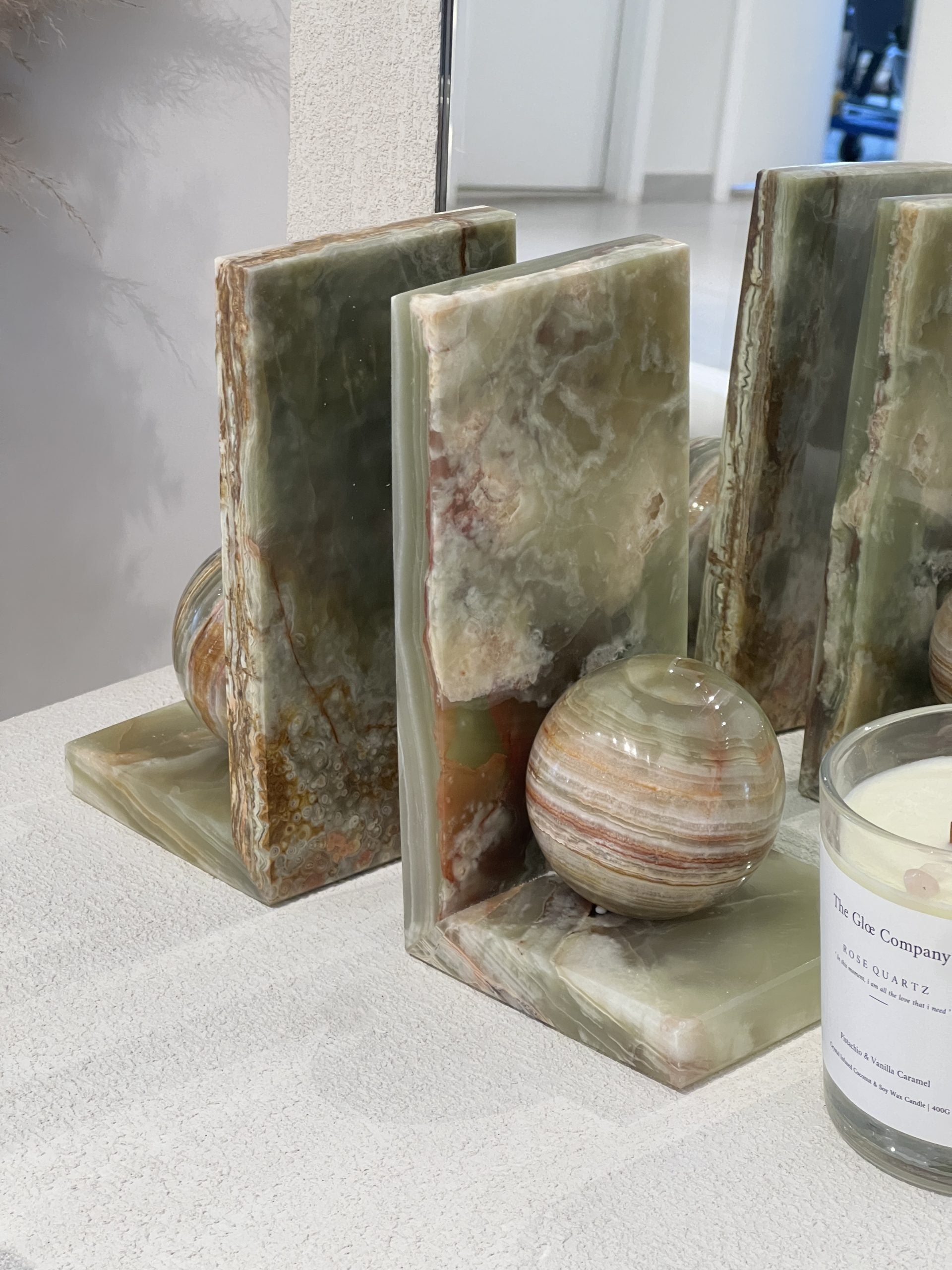 Jade Green Onyx Bookends