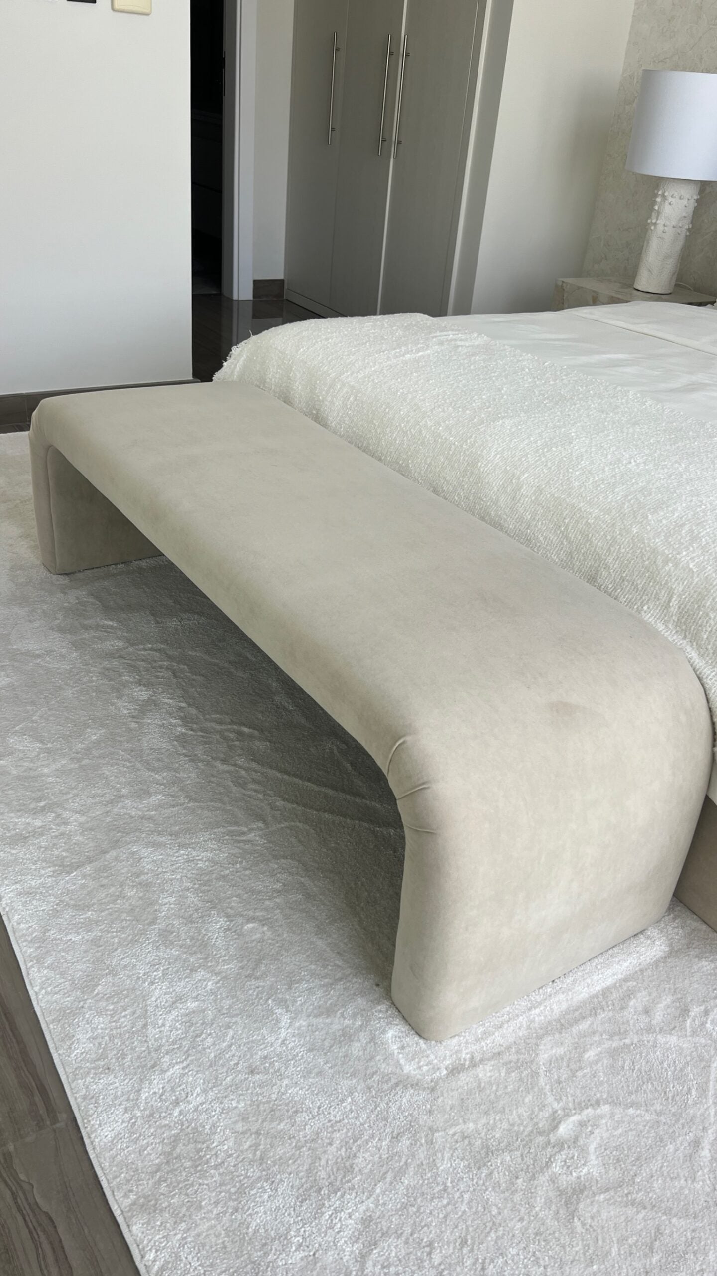 Charlie Curved Suede Bench