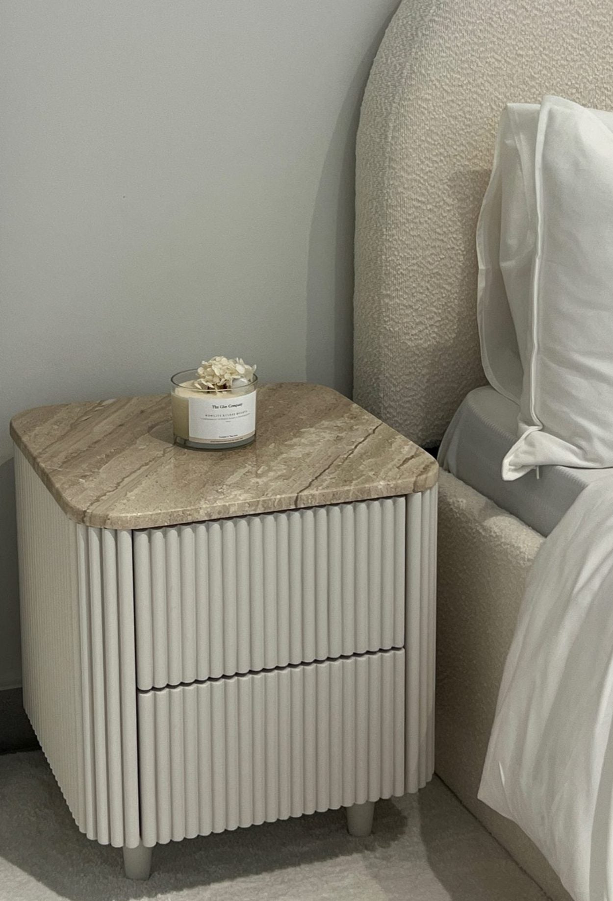 Lola Diana Beige Marble Side Table