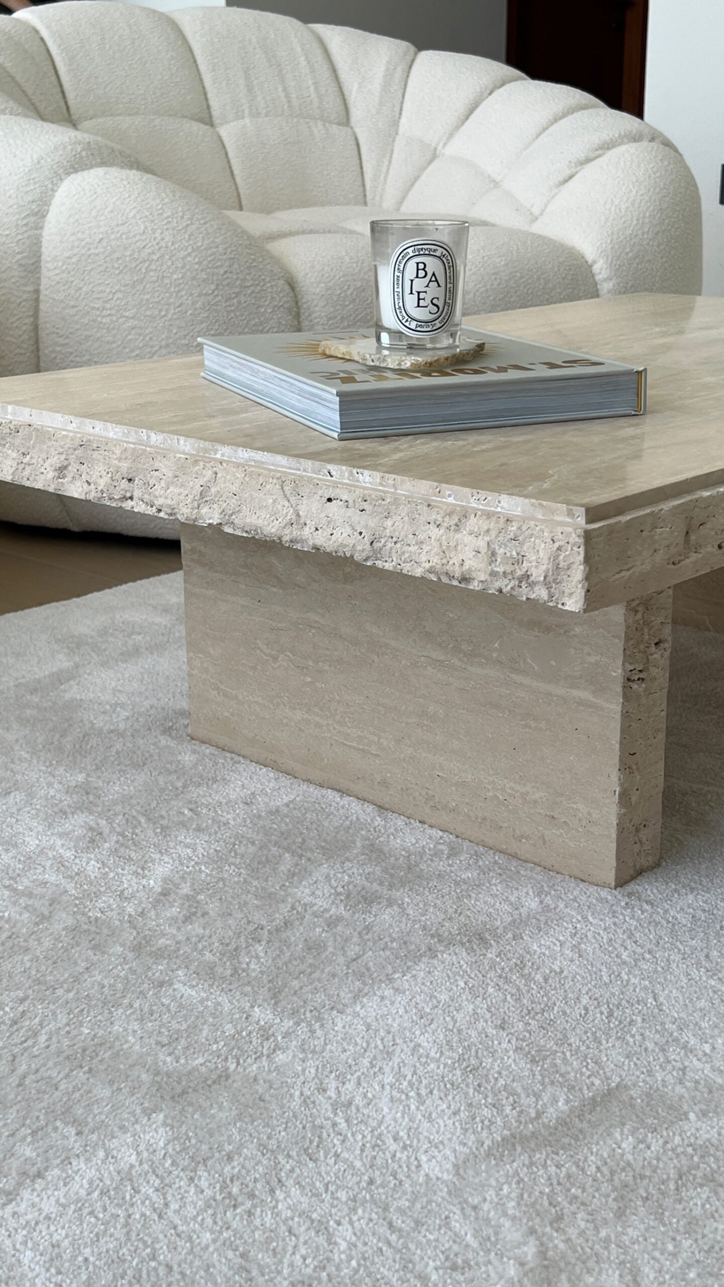 Coral Rustic Travertine Coffee Table