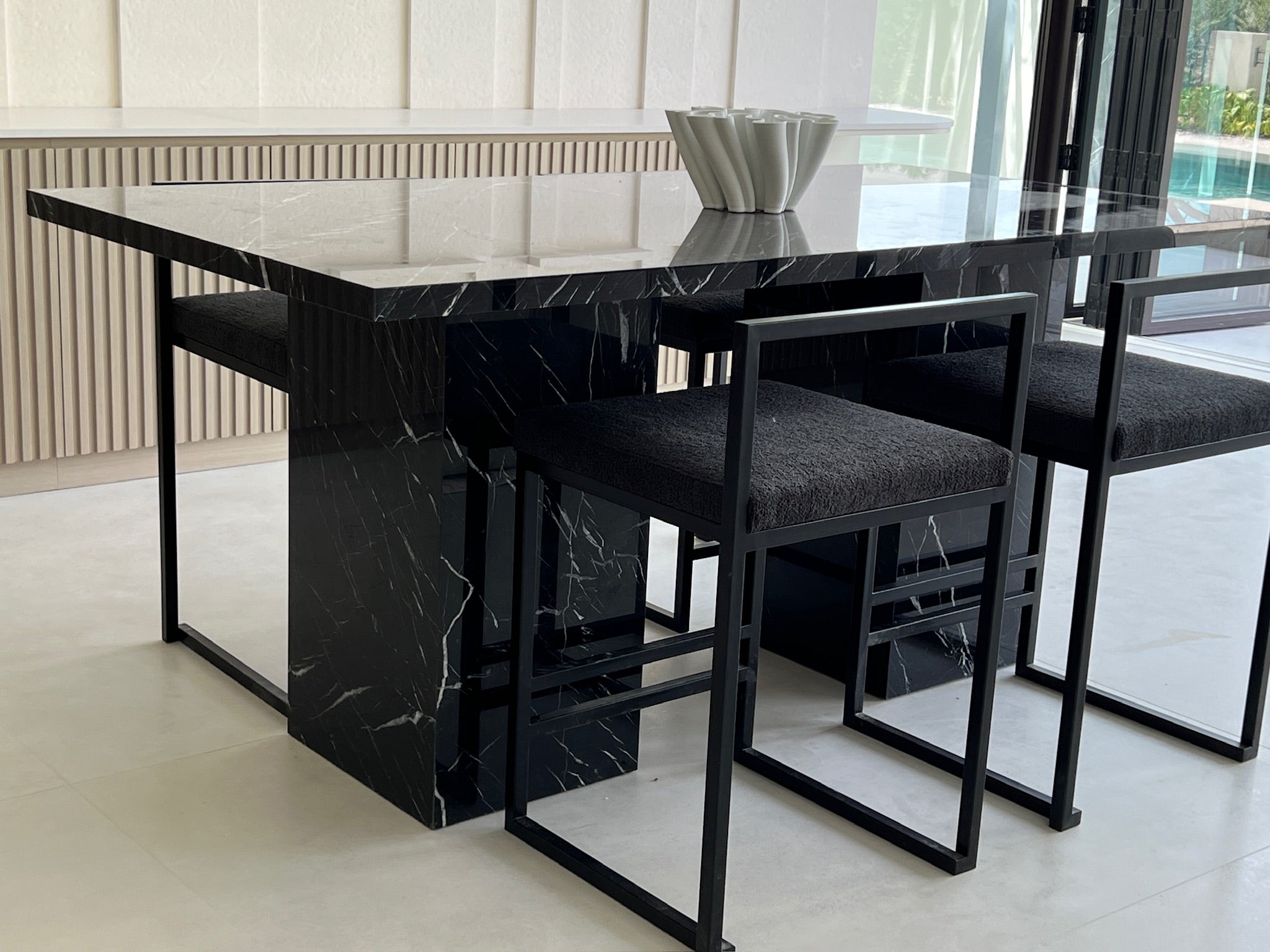 Dakota Black Marquina Marble Dining Table