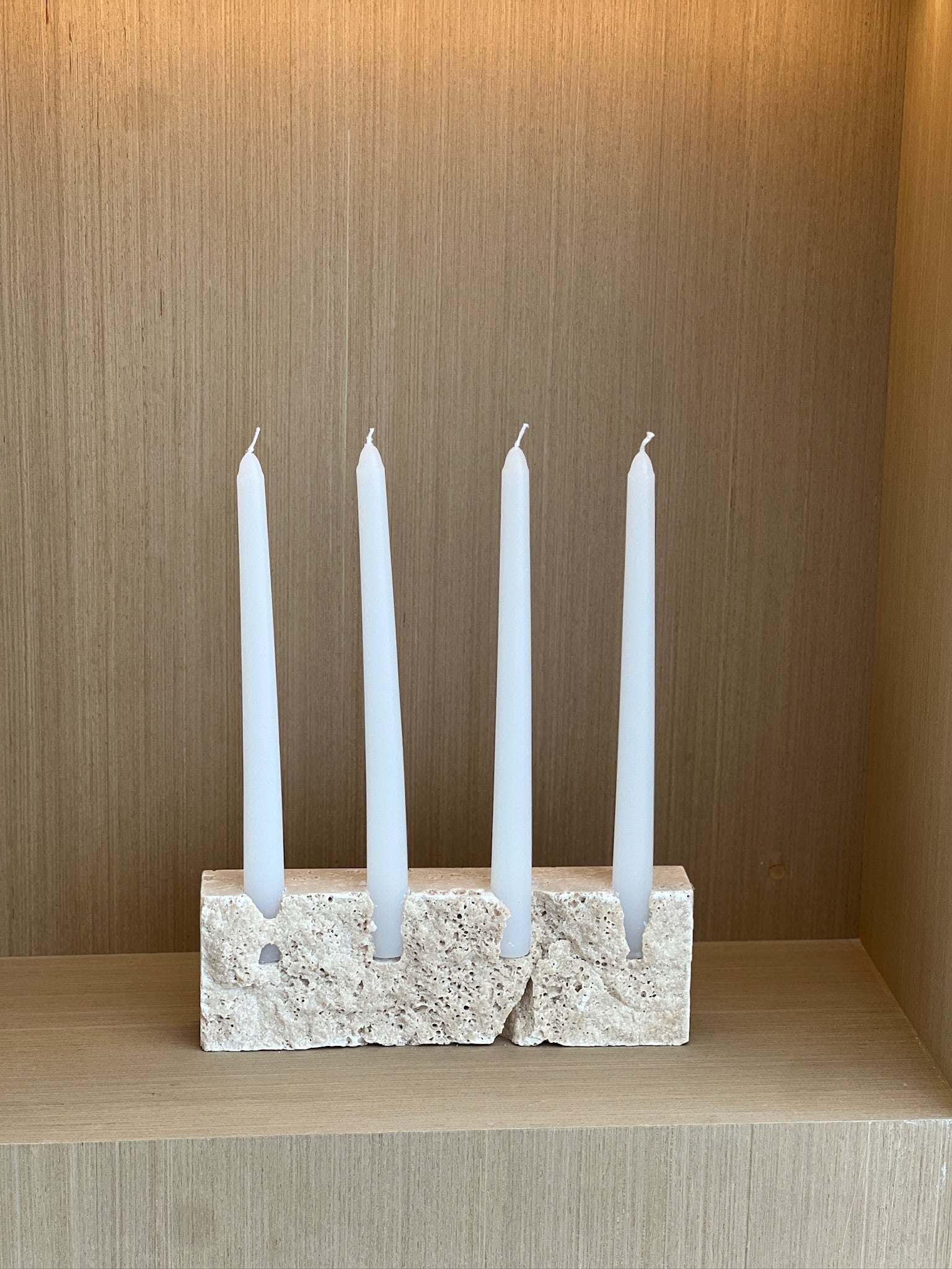 Rustic Travertine Candle Holder (By 4)