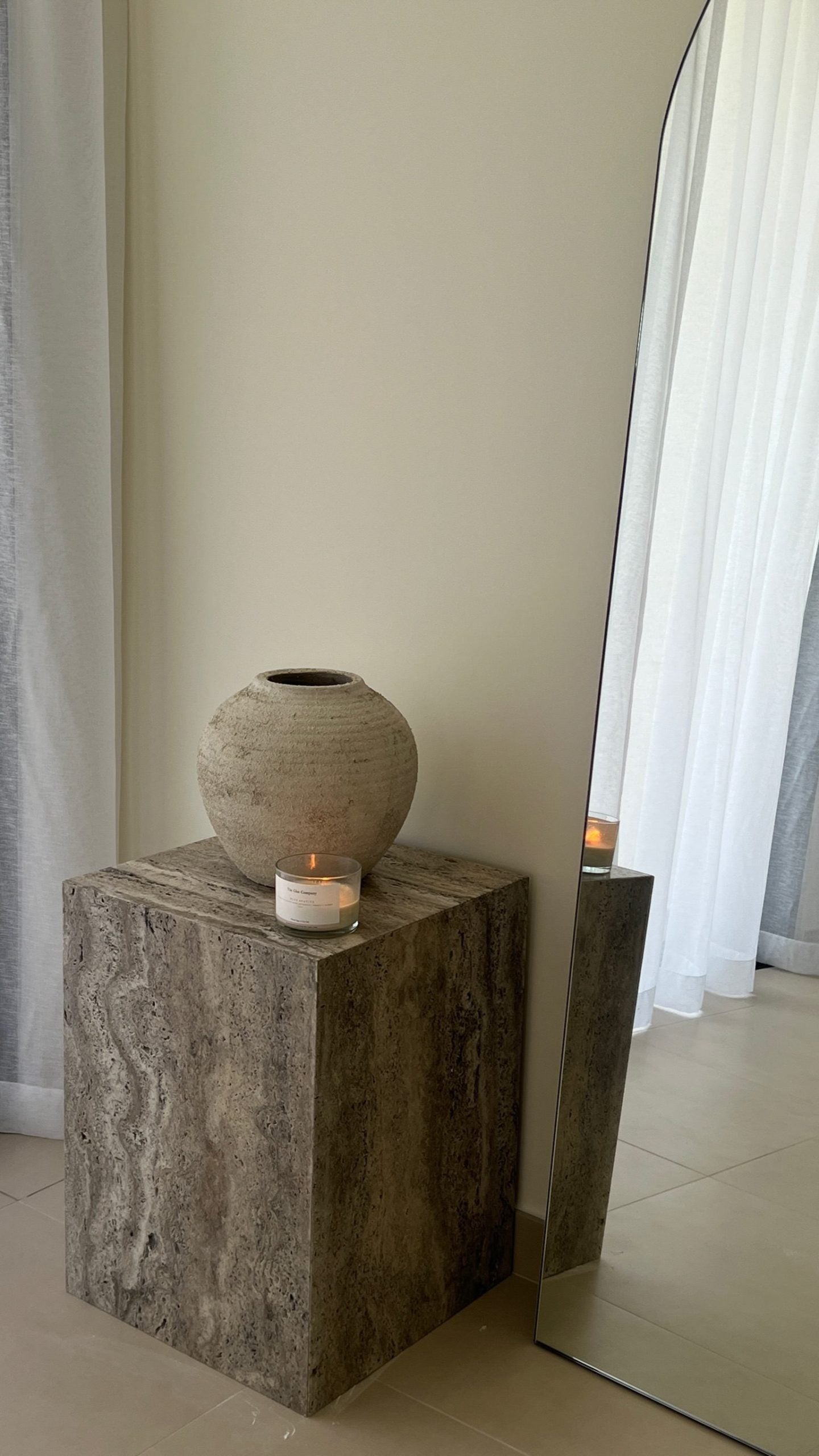 Sloan Grey Travertine Side Table