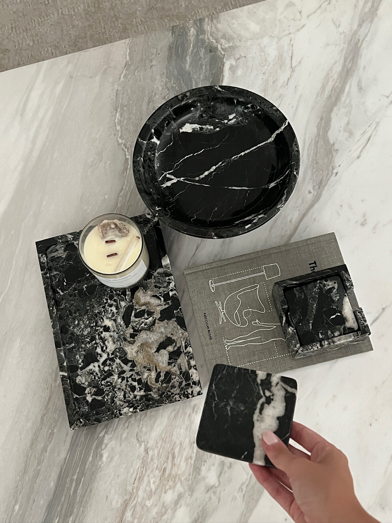 Victor Square Black Marble Coasters