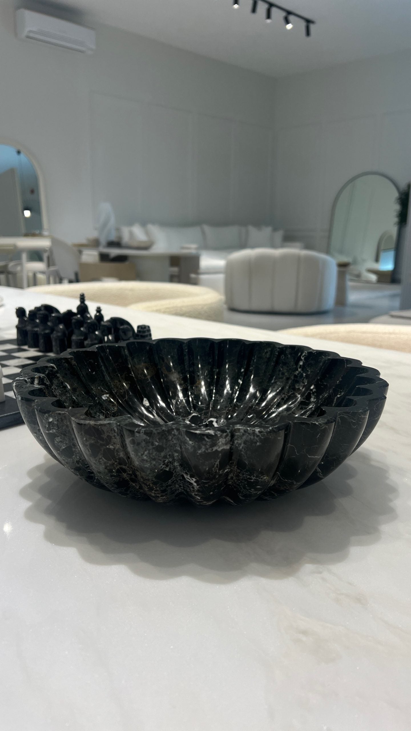 Victor Black Marble Scallop Fruit Bowl