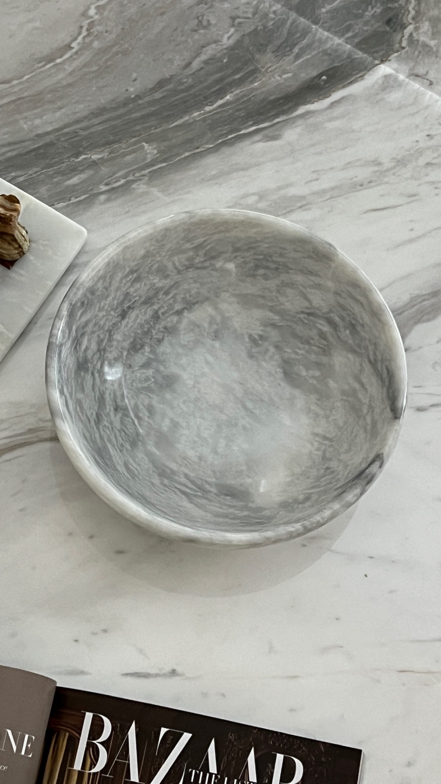 Angelica White Marble Fruit Bowl