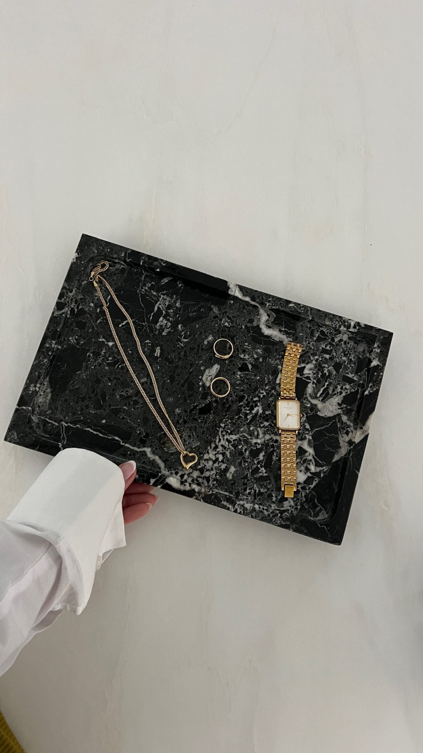 Victor Rectangle Black Marble Tray