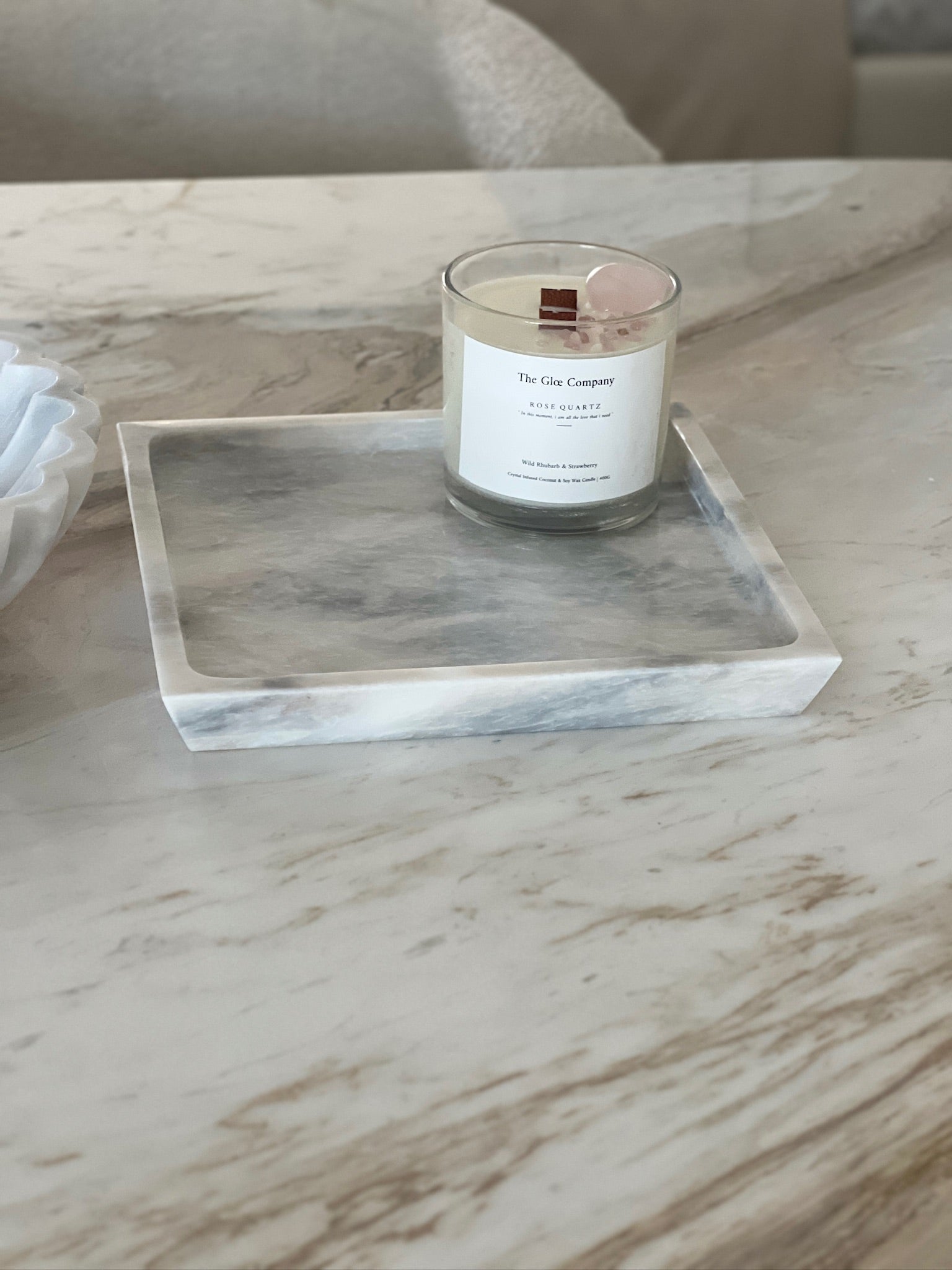 Angelica Square White Marble Tray