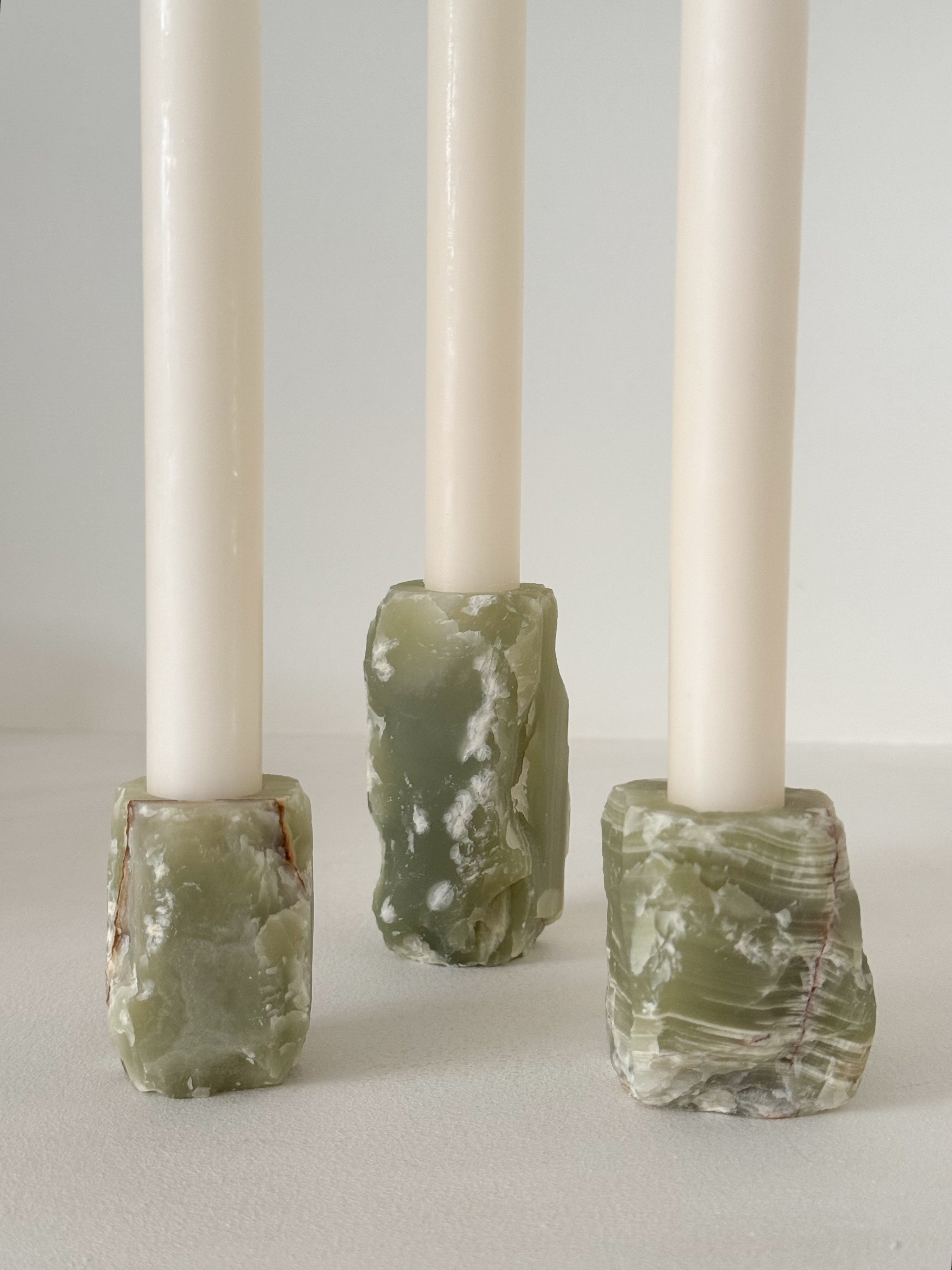 Myra Green Onyx Candle Holders