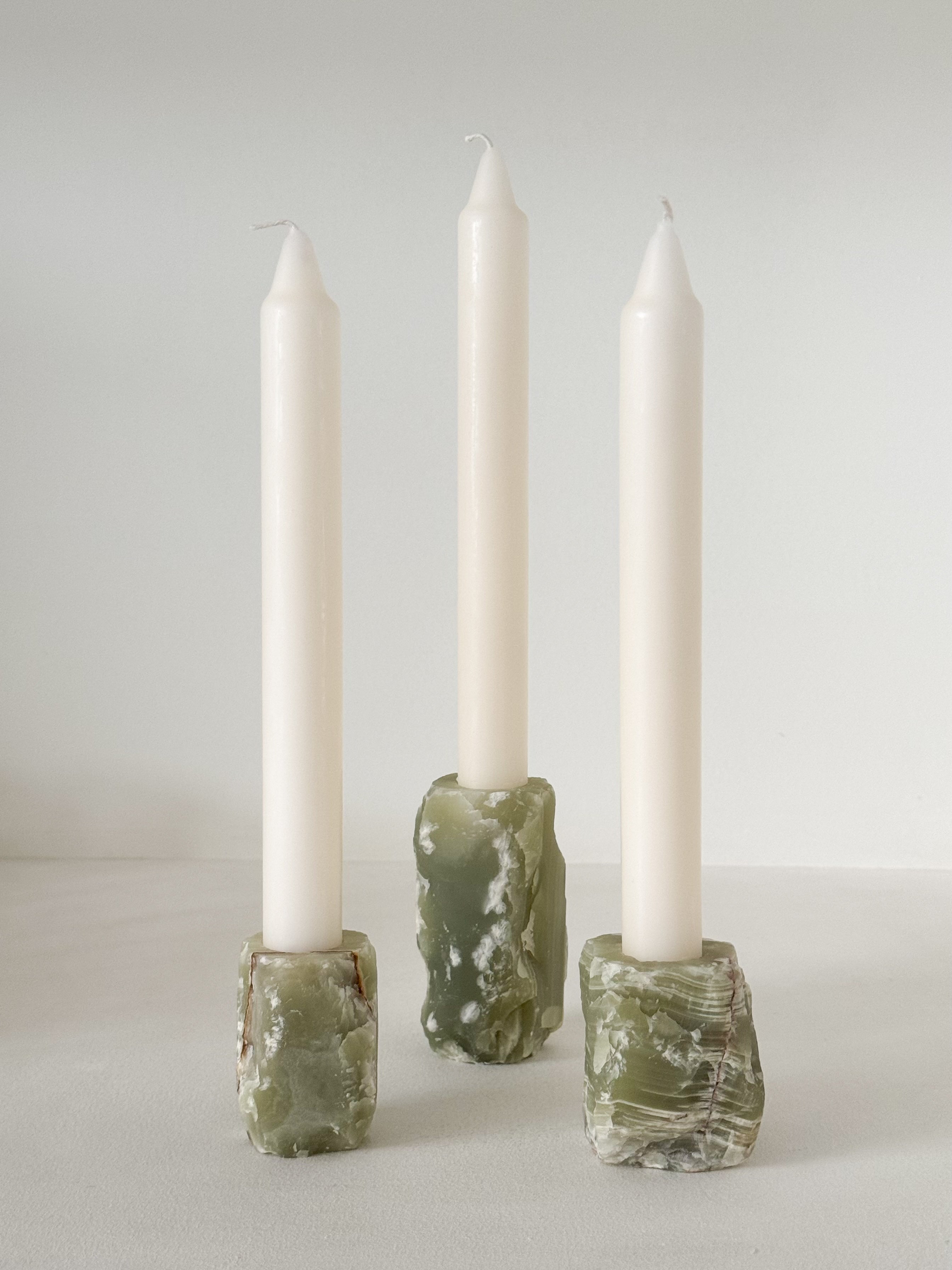 Myra Green Onyx Candle Holders