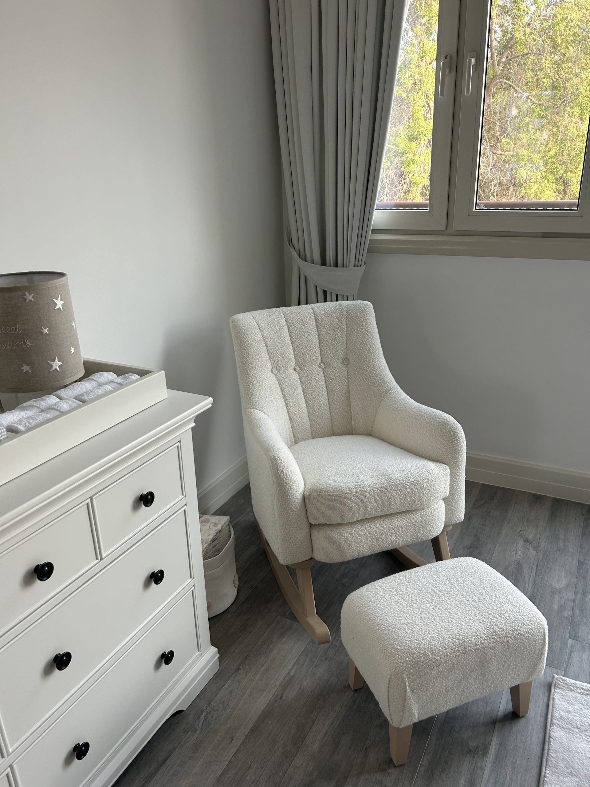 Chloe Boucle Rocking Chair and Footstool