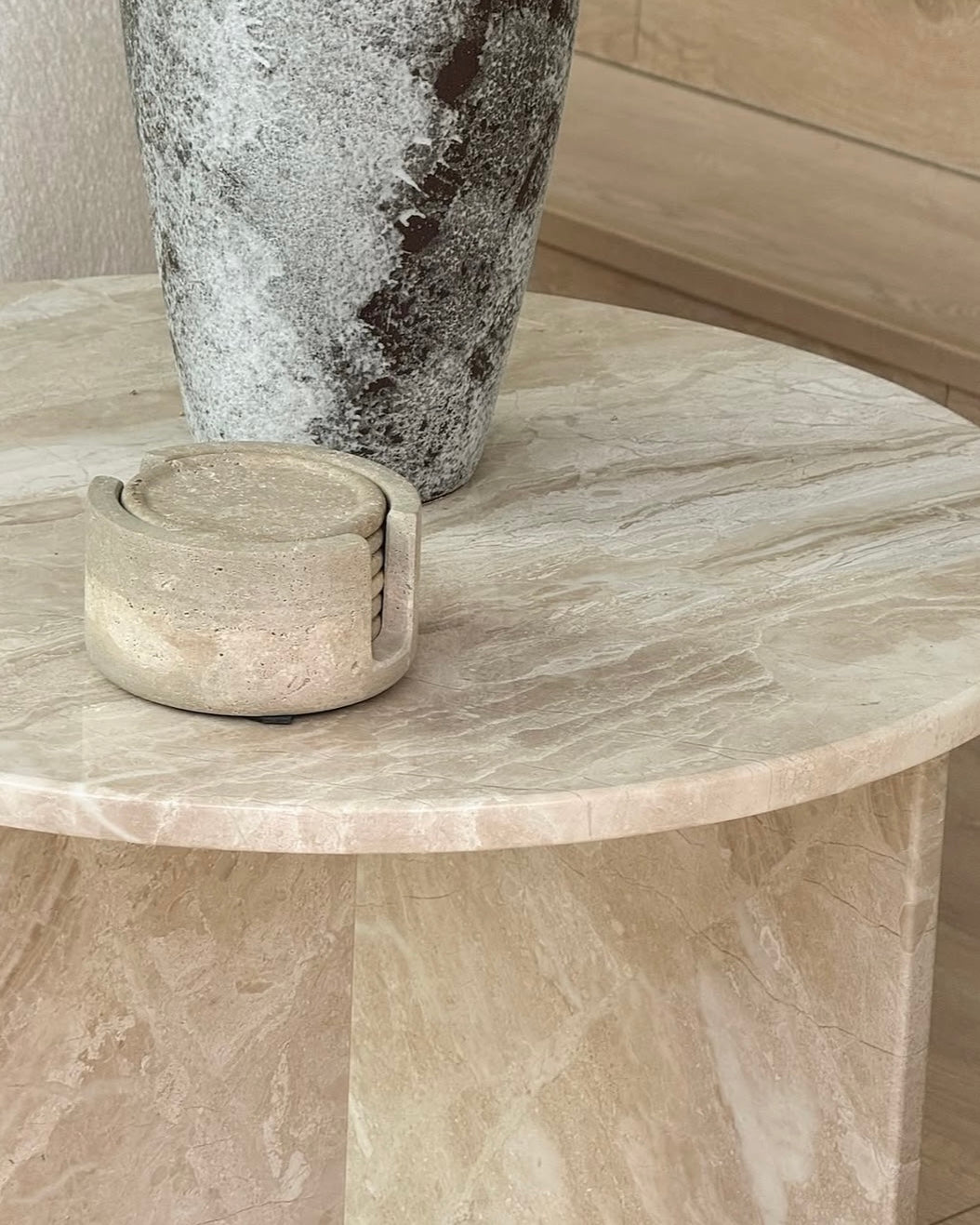 Shantel Round Travertine Coasters